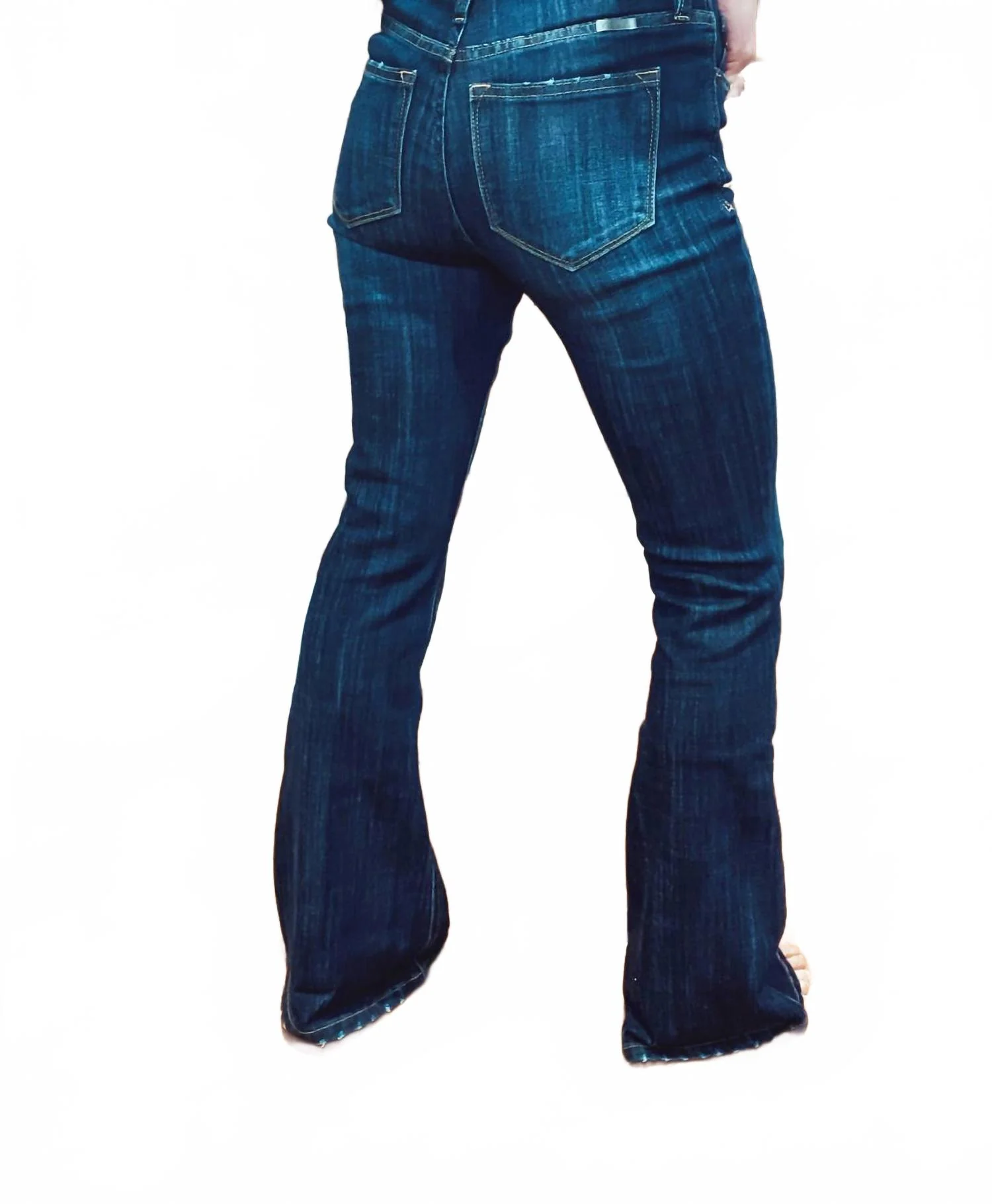 Ocala Petite Mid Rise Flare Jeans In Dark Stone Wash