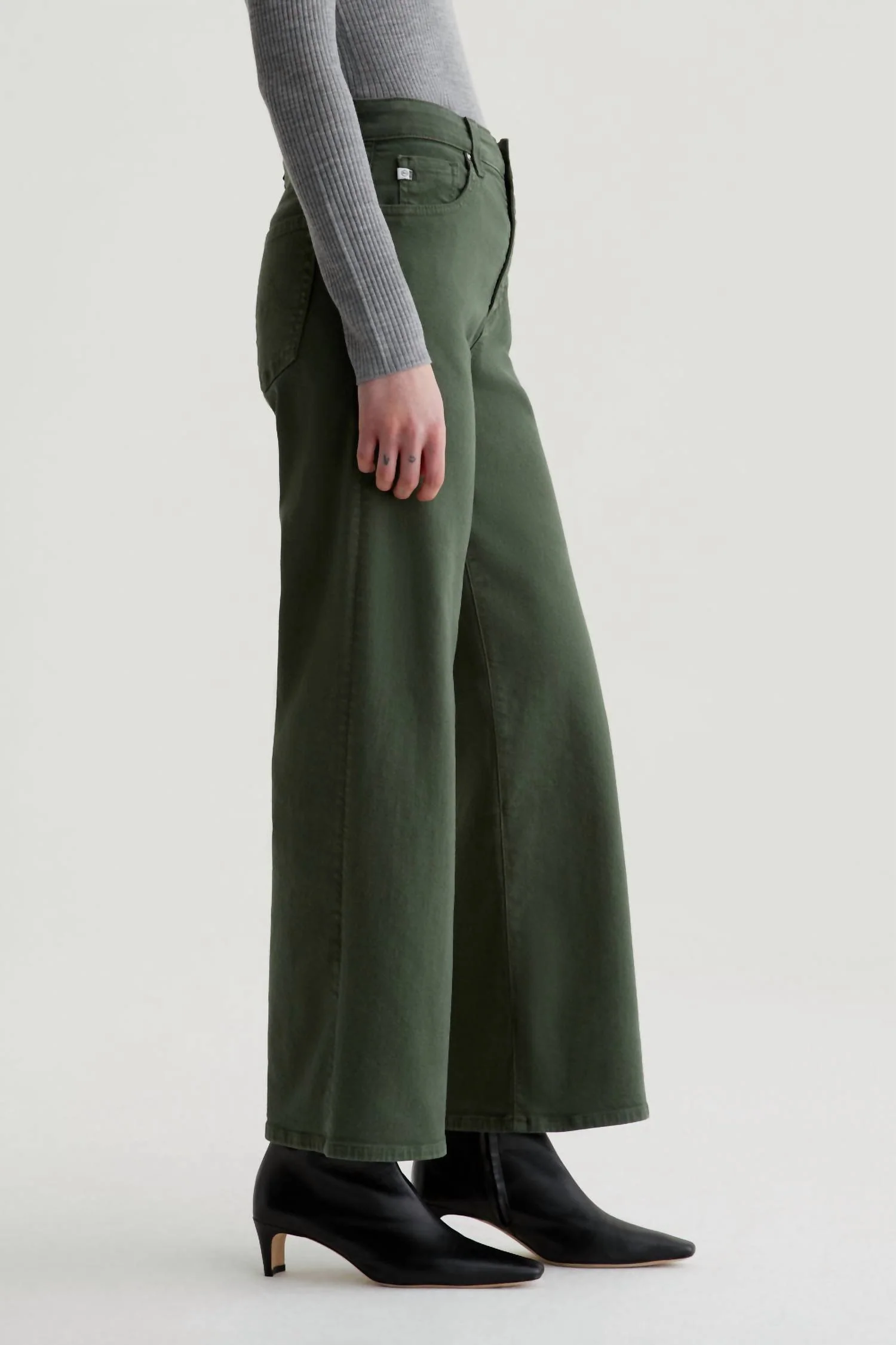 Saige Wide Leg Crop Jean In Dark Thyme
