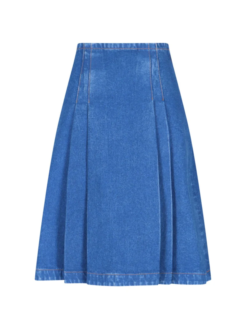 Denim Midi Skirt – Blue