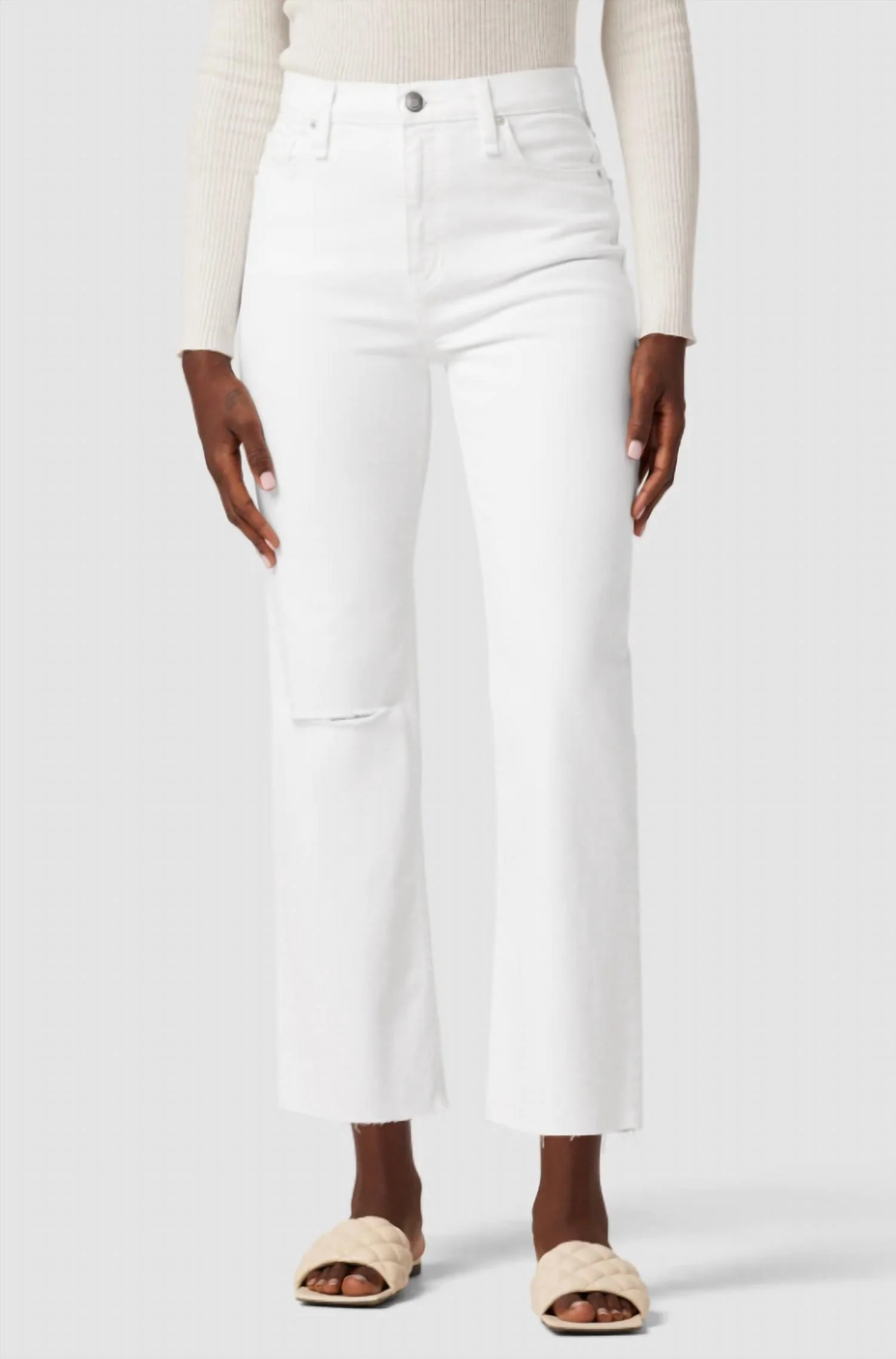 Shadow Remi Crop Straight Leg Jeans In Destructed White