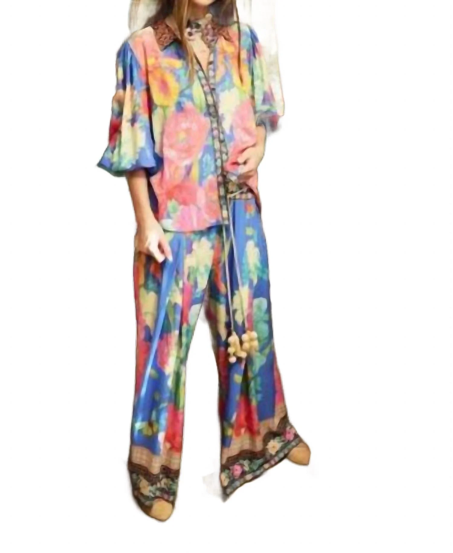 Royal Bloom Pants In Blue Floral