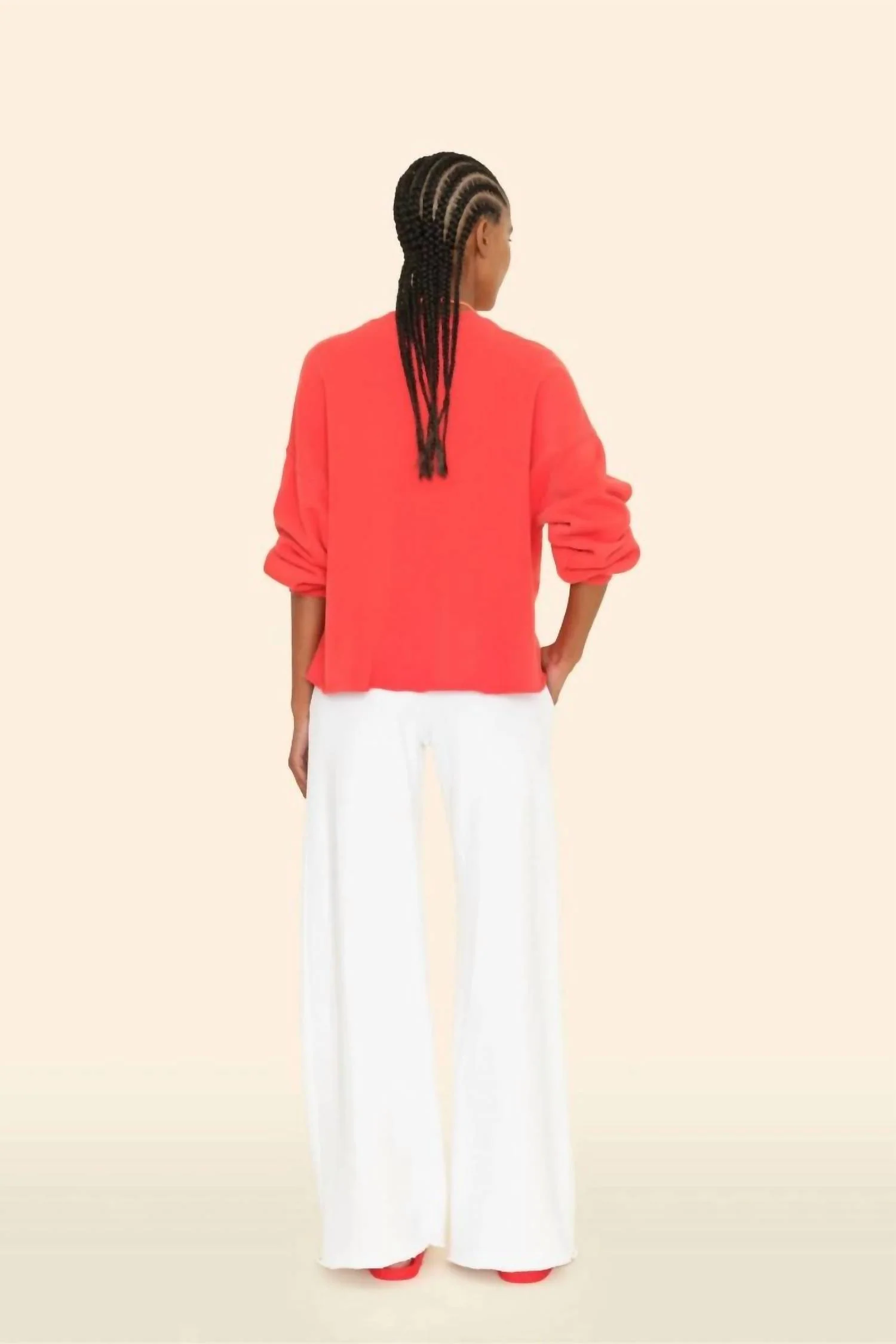 Emmette Wide Leg Sweatpant In Alabaster