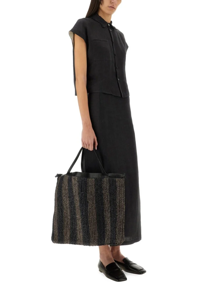 Black Linen Maxi Skirt With Side Slit