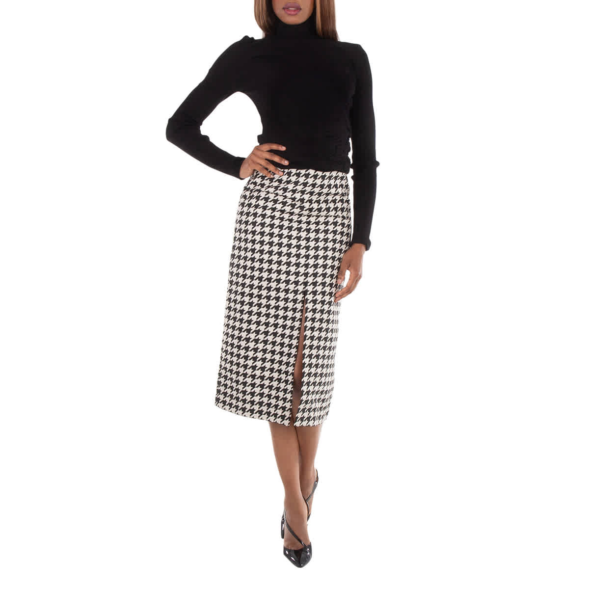 Burberry Houndstooth Pattern Midi Skirt