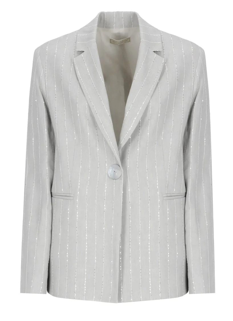 Grey Viscose And Linen Gaia Jacket