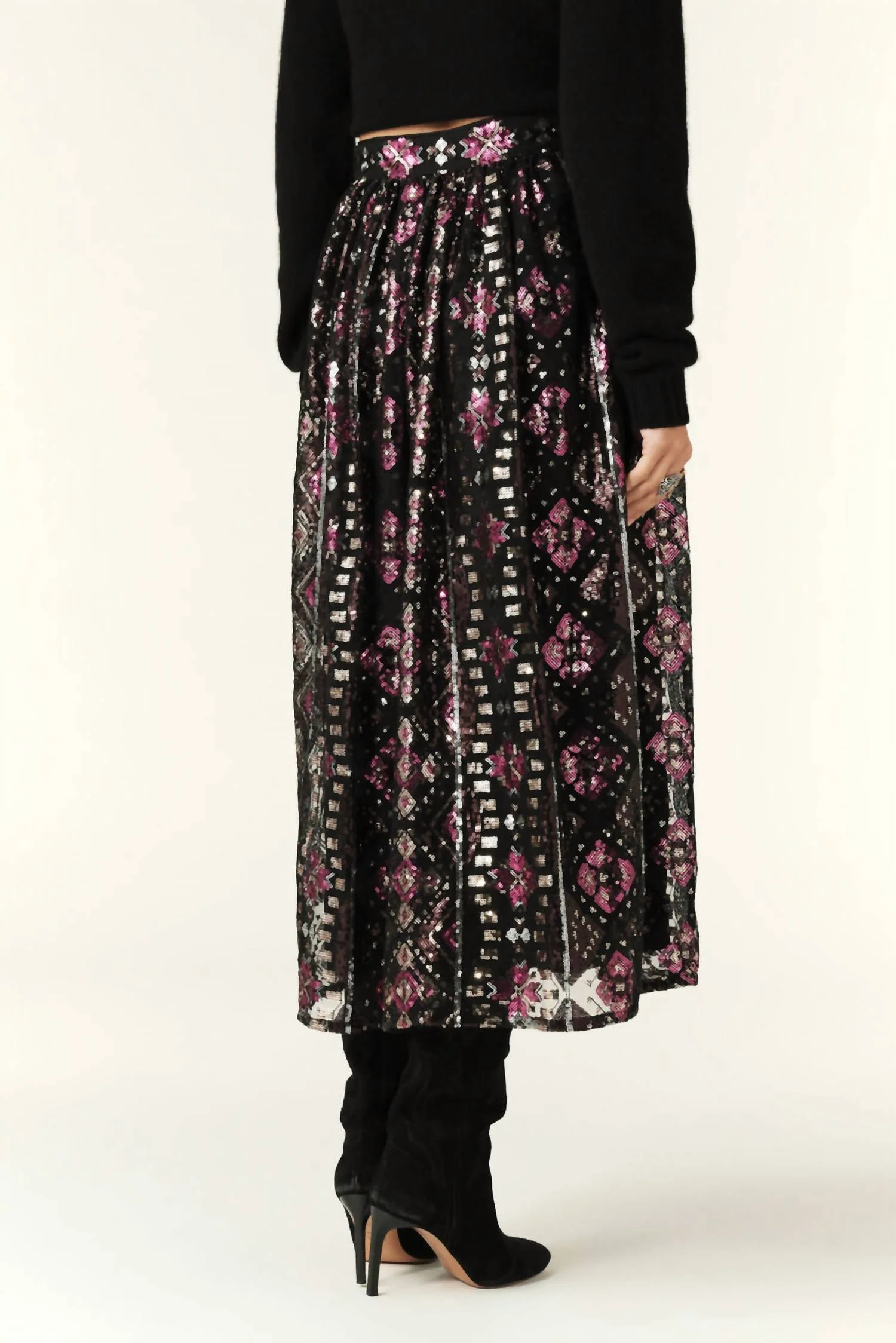 Pippa Mid-Length Skirt In Noir