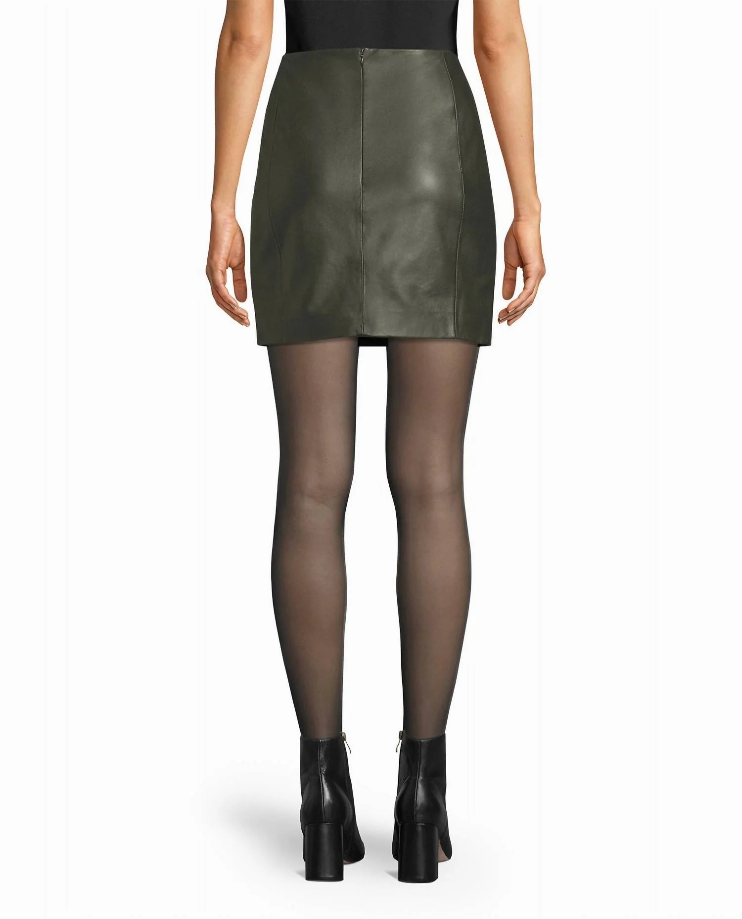 Leather Mini Skirt In Army Green