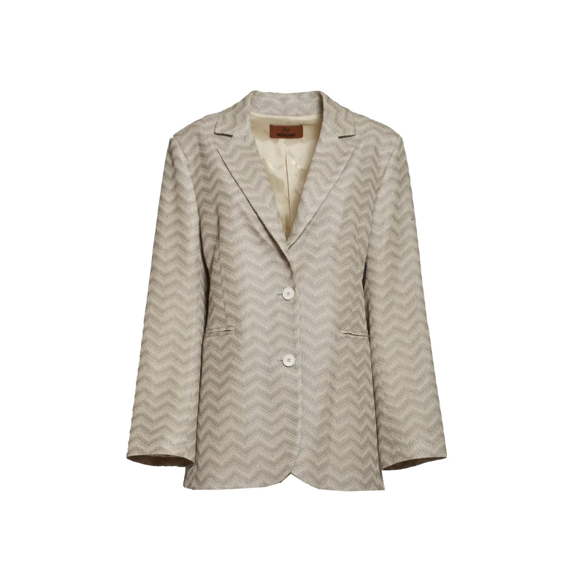 Sand Chevron Cotton Single Breasted Jacket