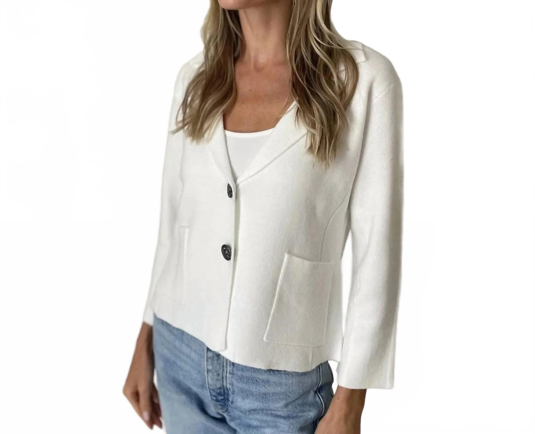 Louisa Knit Blazer In White