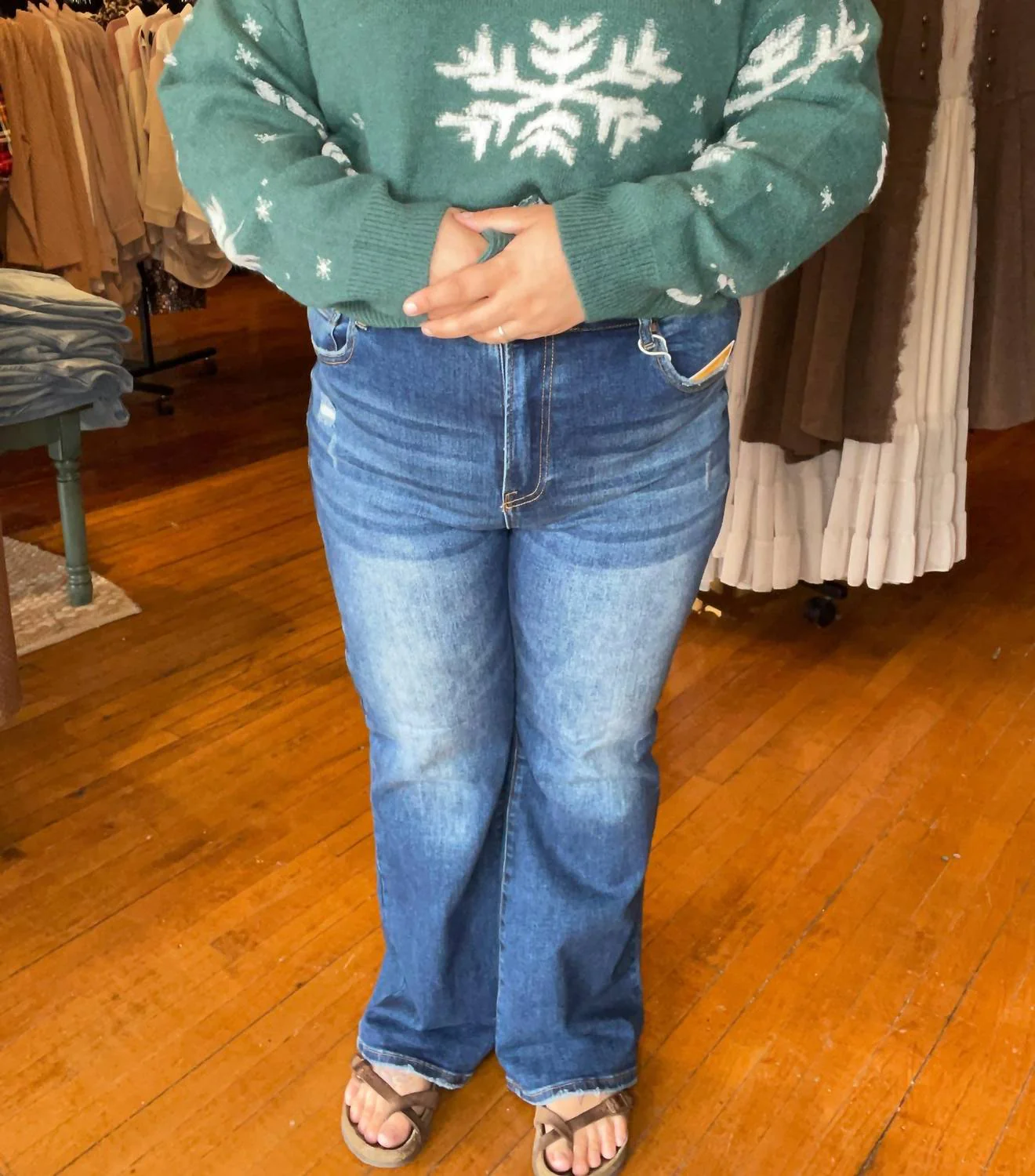 Persephone Ankle Flare Denim Jeans In Blue