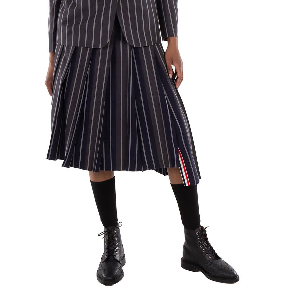 Thom Browne Knee Length Classic Pleated Skirt