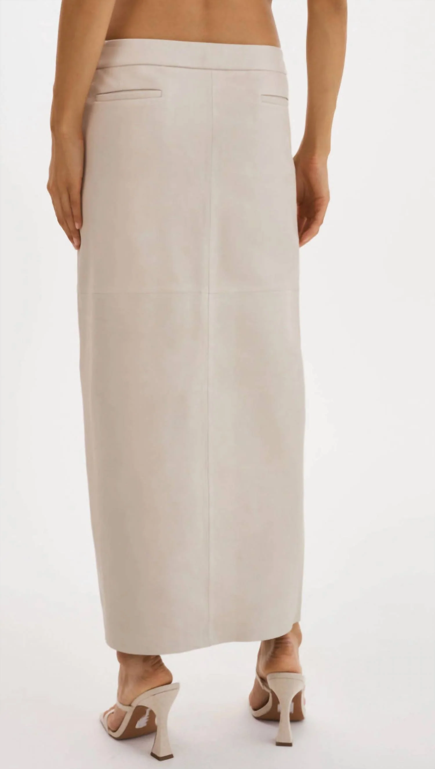 Abia Bon Low Waist Leather Skirt In Bone
