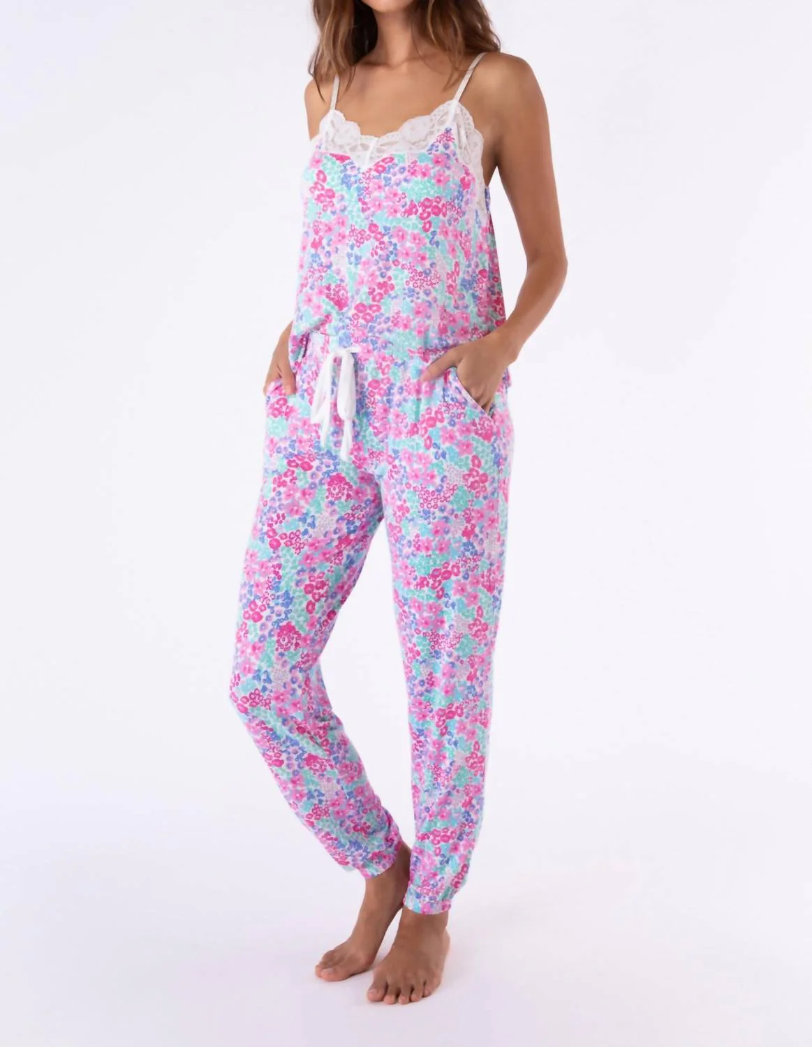 Beach Bouquet Pajama Set In Ivory