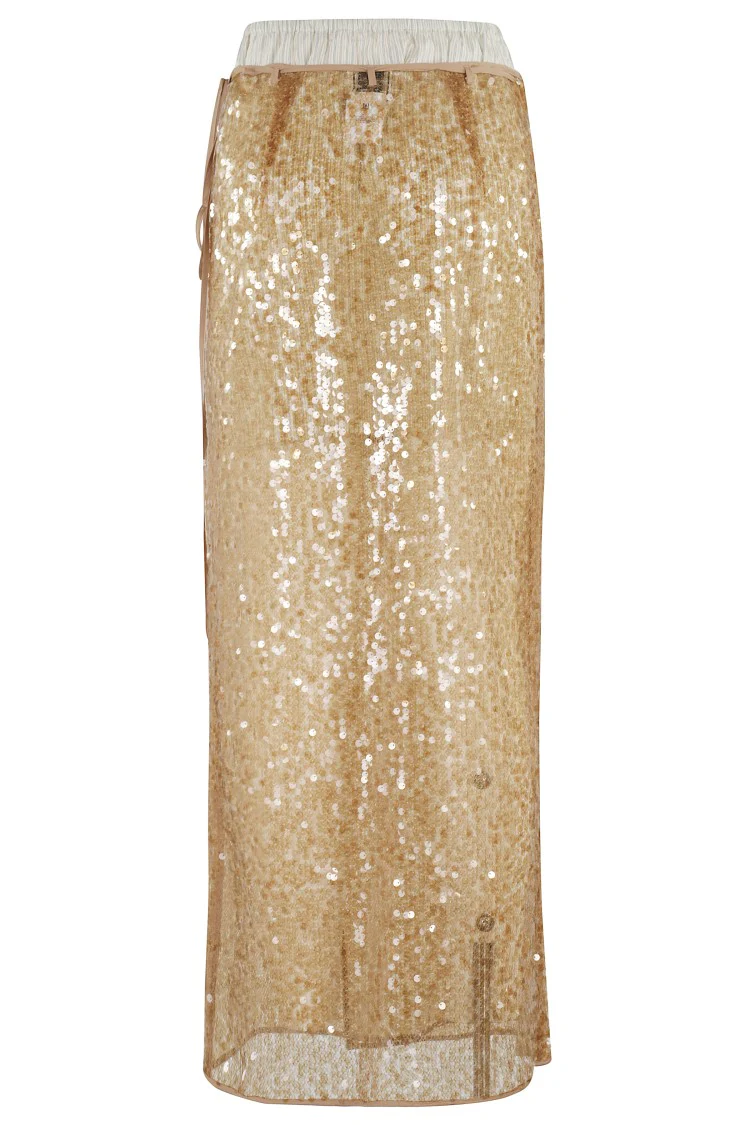 Wrap Skirt With All-Over Sequin Design