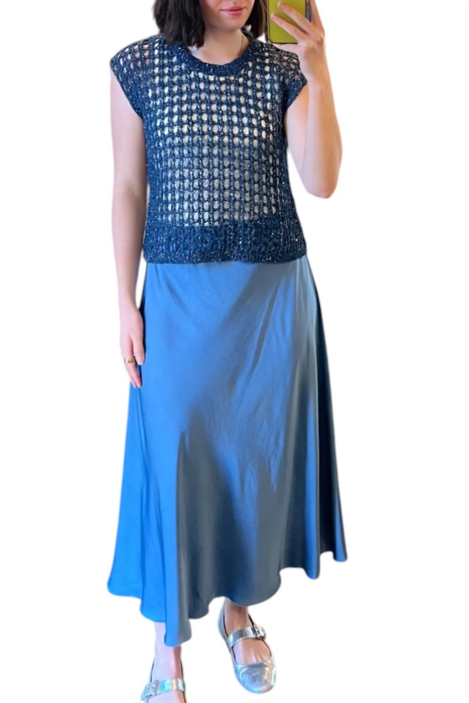 Satin Skirt In Celeste