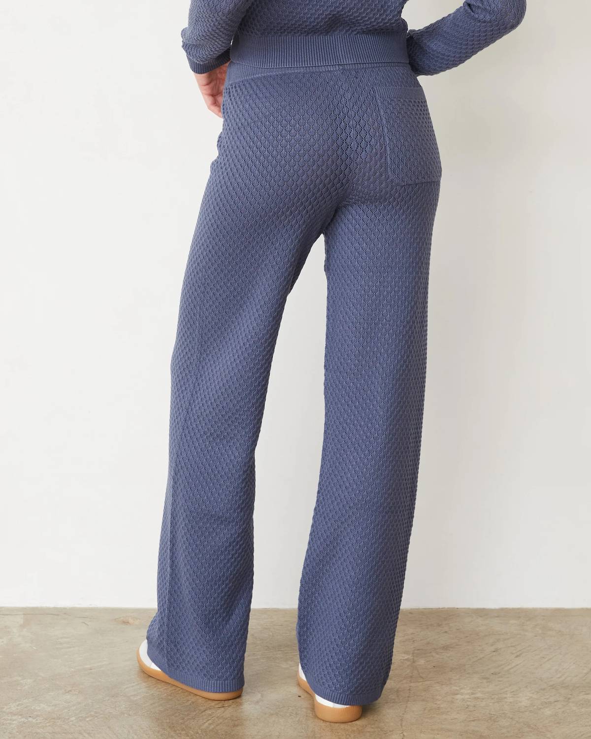Soft Knit French Lounge Pant In Washed Blue