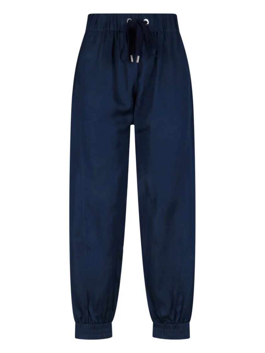 High-Waisted Silk Blend Athletic Pants With Drawstring Closure