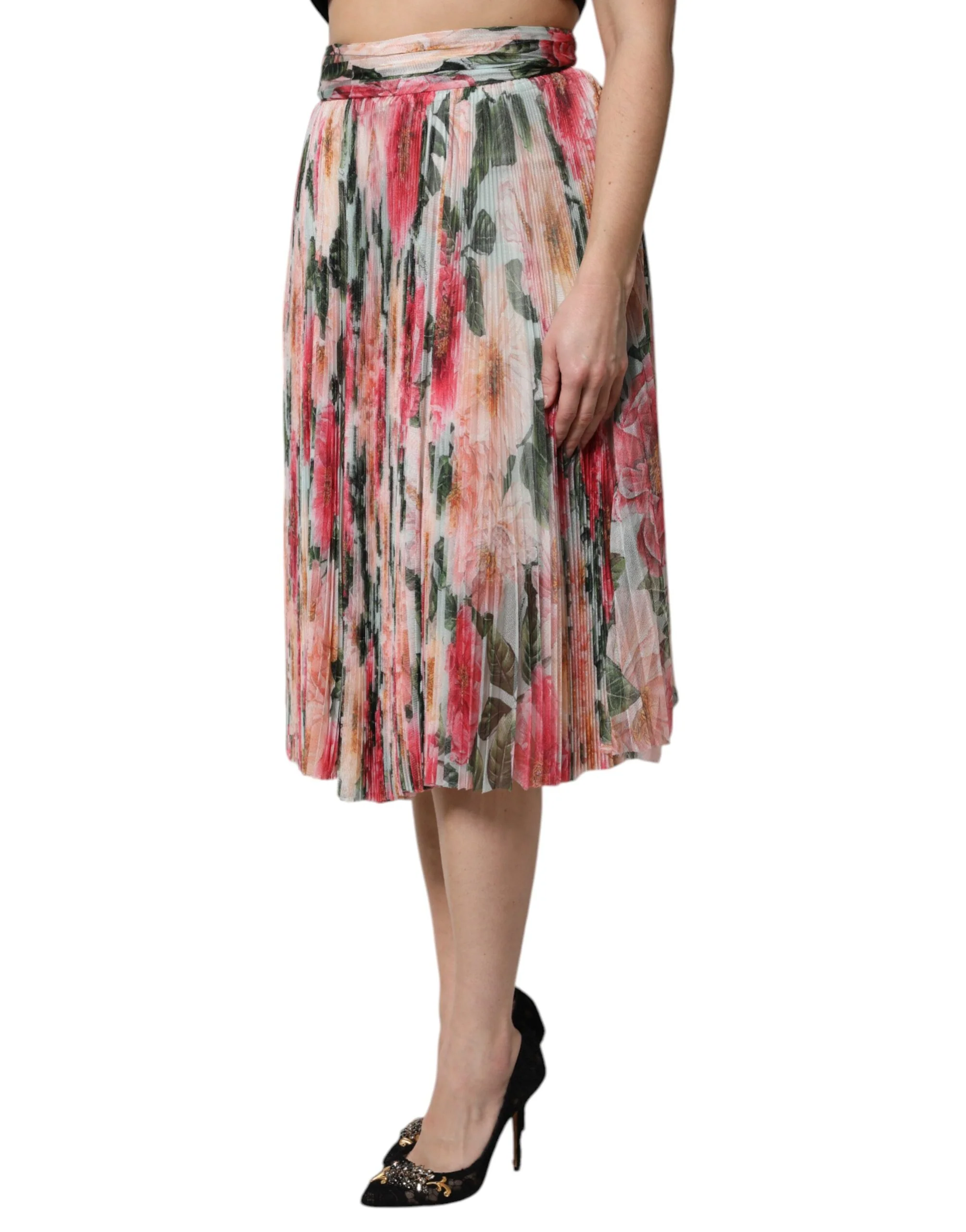 Dolce & Gabbana multi Silk Floral High Waist Midi Women's Skirt