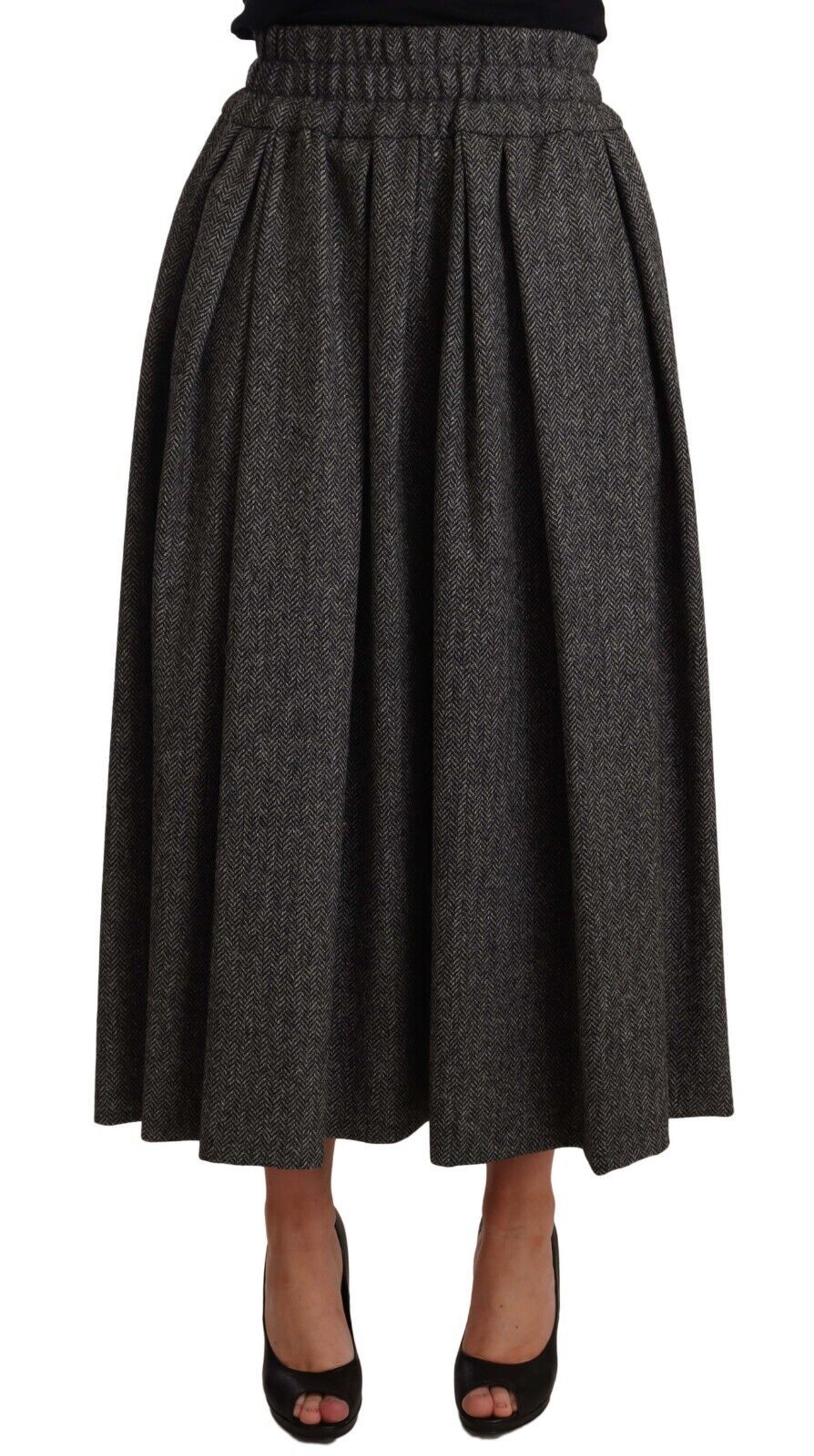 Dolce & Gabbana Elegant A-Line Midi Wool Skirt in Women's Zigzag
