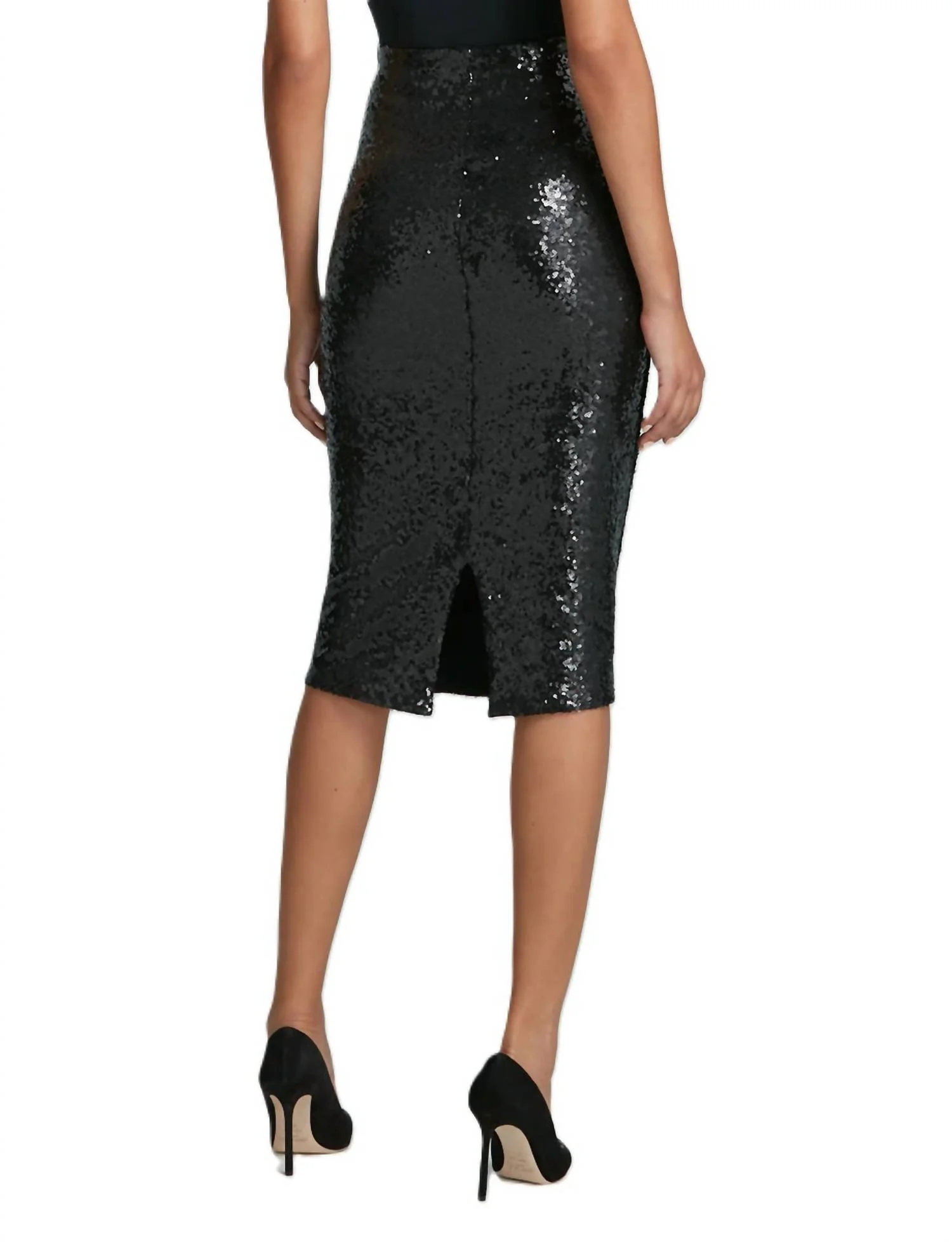 Sequin Midi Skirt In Black