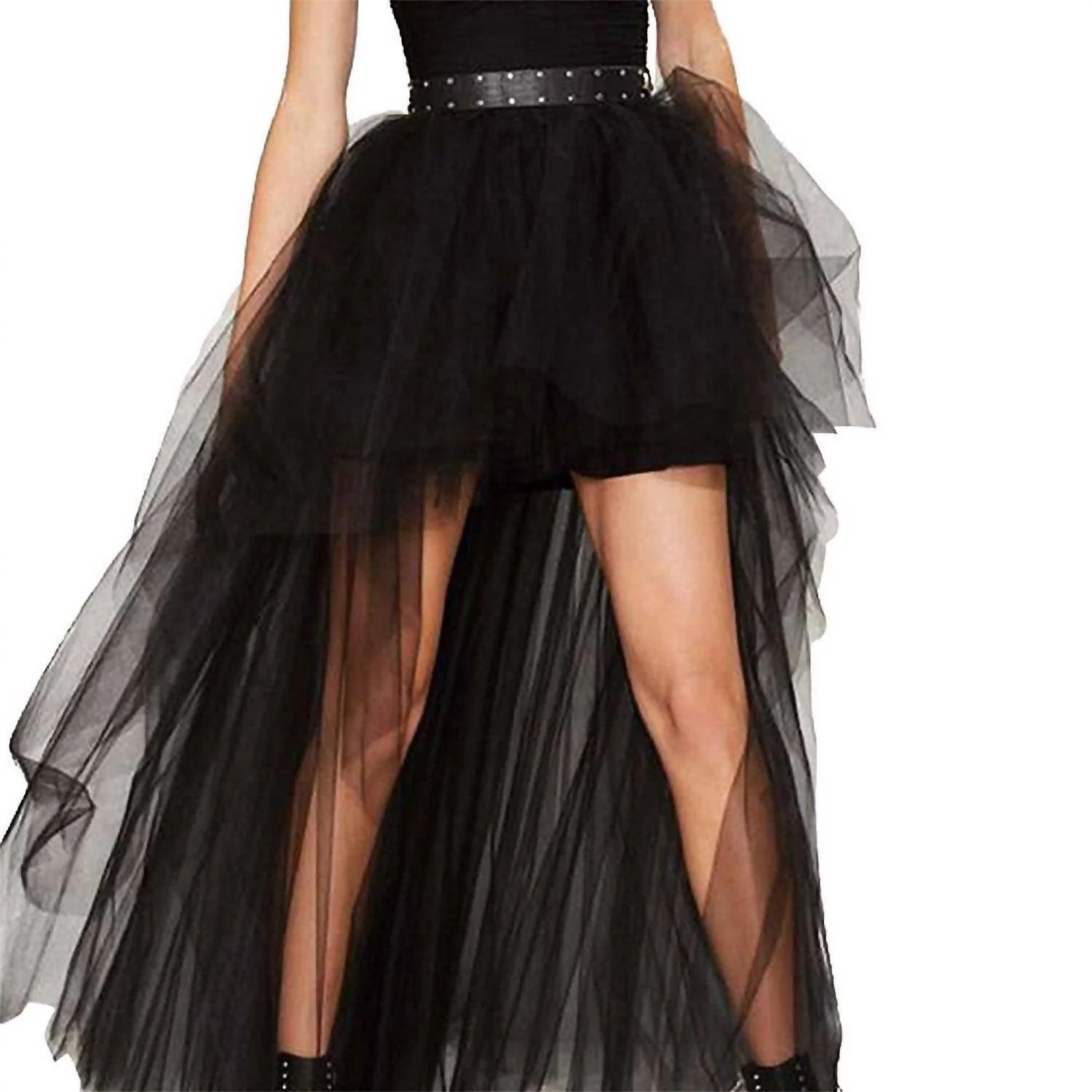 Mesh High Low Tutu Skirt In Black