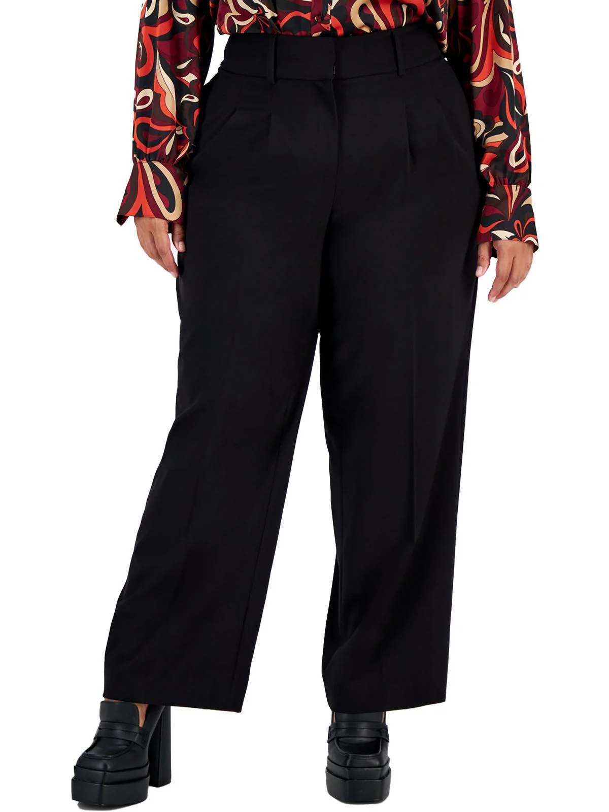 Plus Womens Mid Rise Office Dress Pants