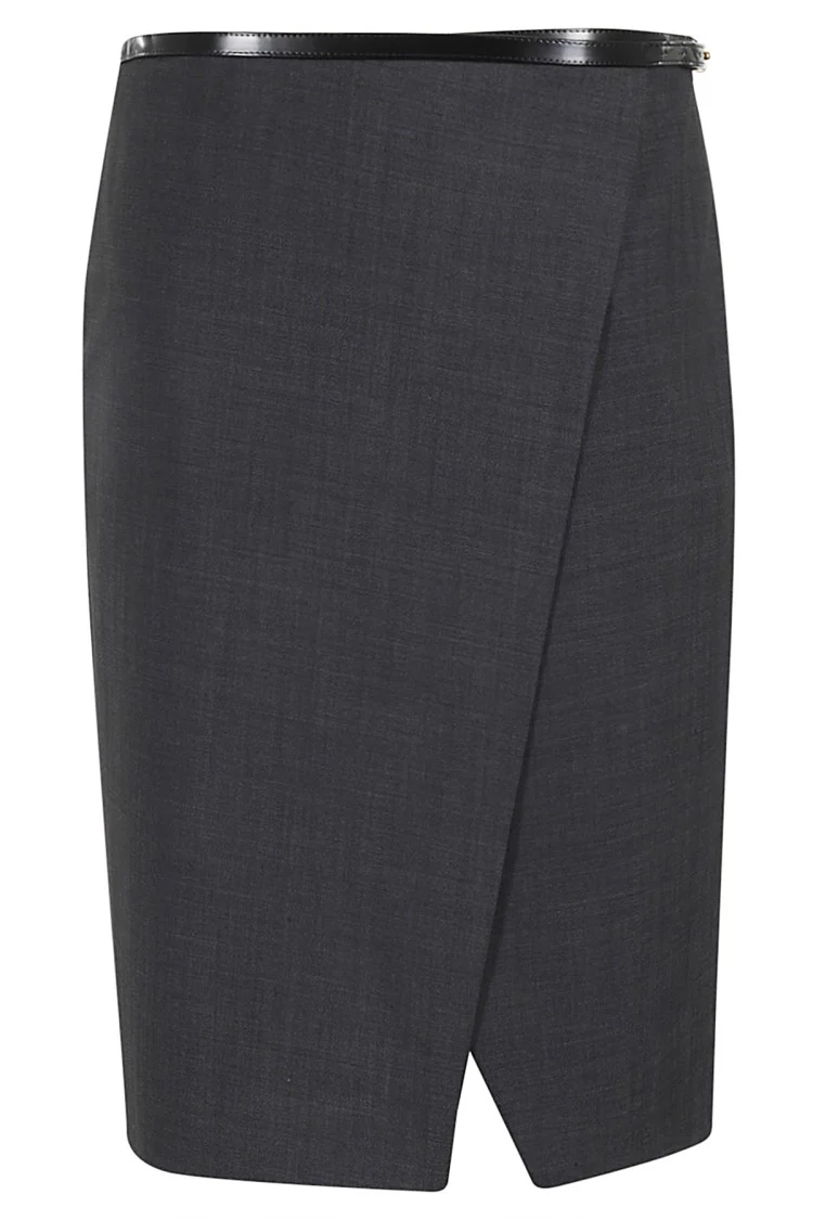Wrap-Around Wool-Blend Skirt