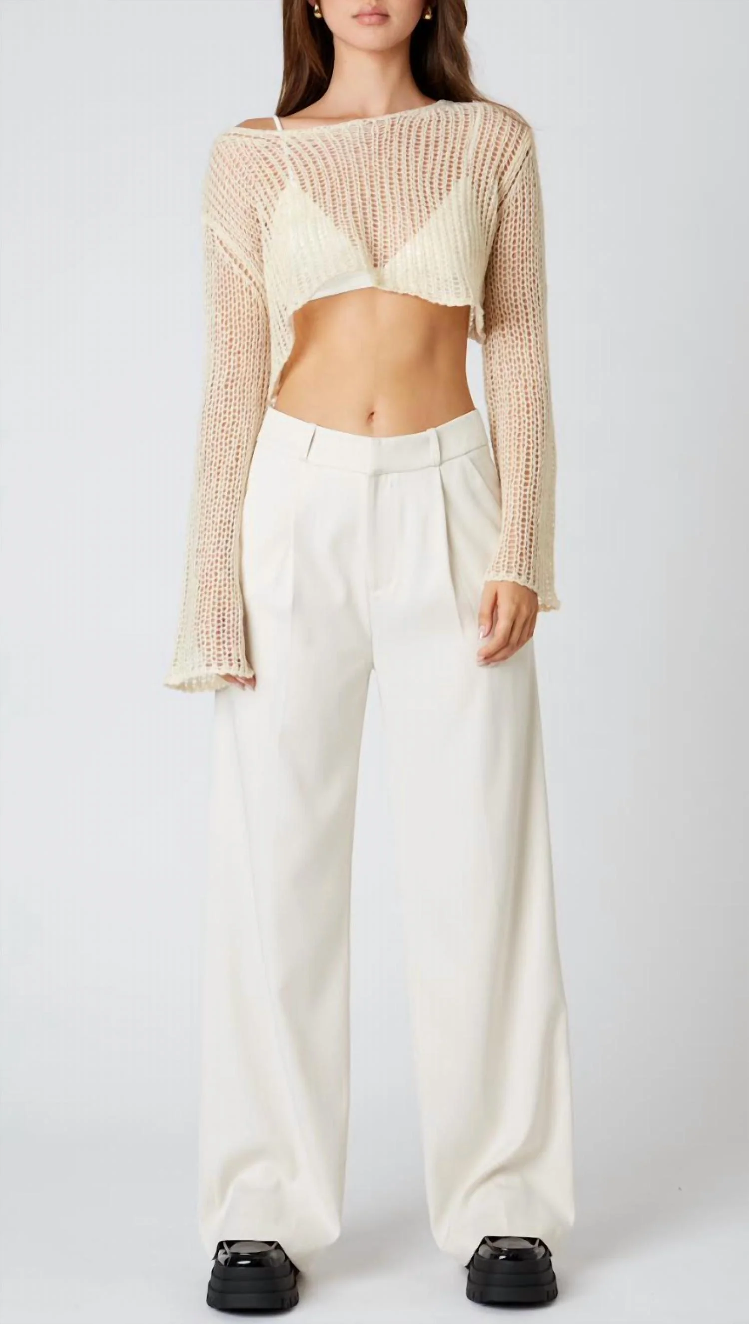 High Waisted Trouser Pant In White
