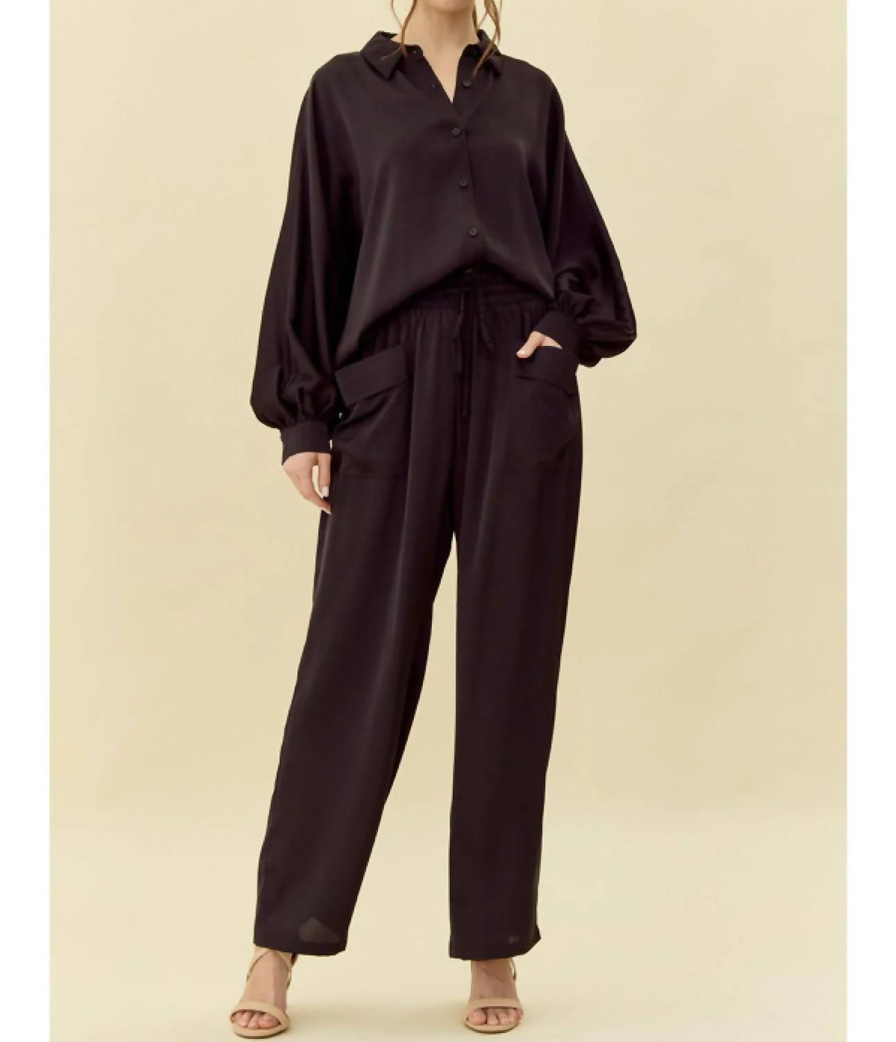 So Much Better Satin Set In Black