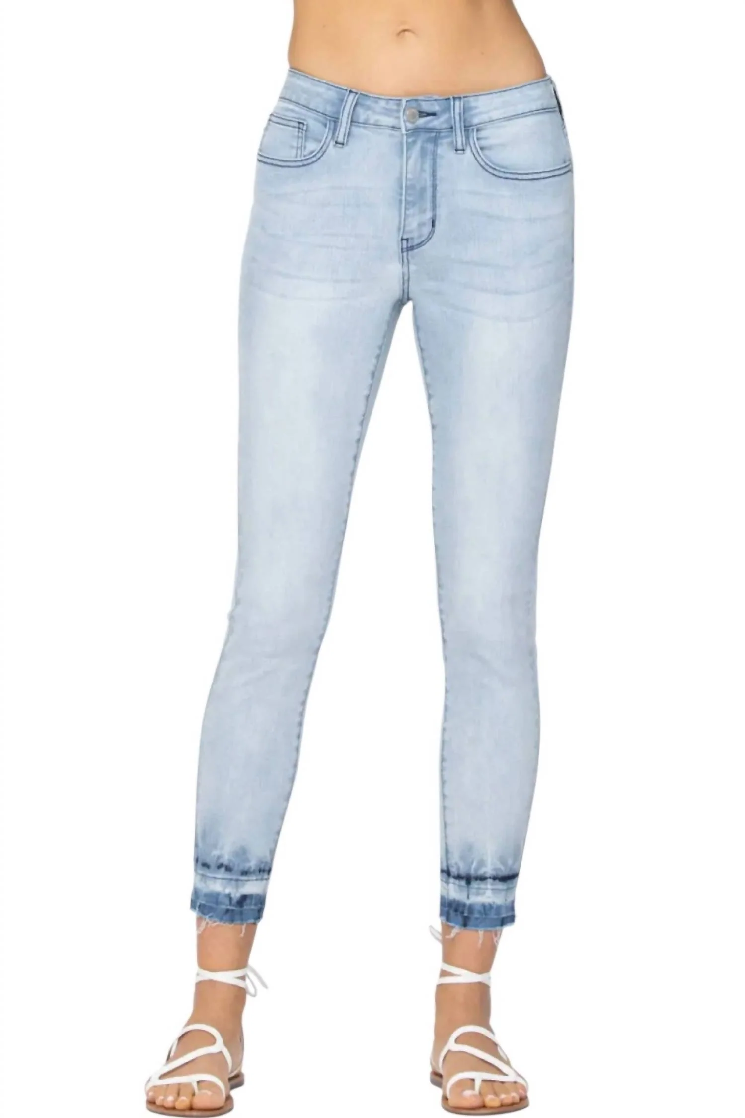 Ombre Release Hem Jeans In Light Wash