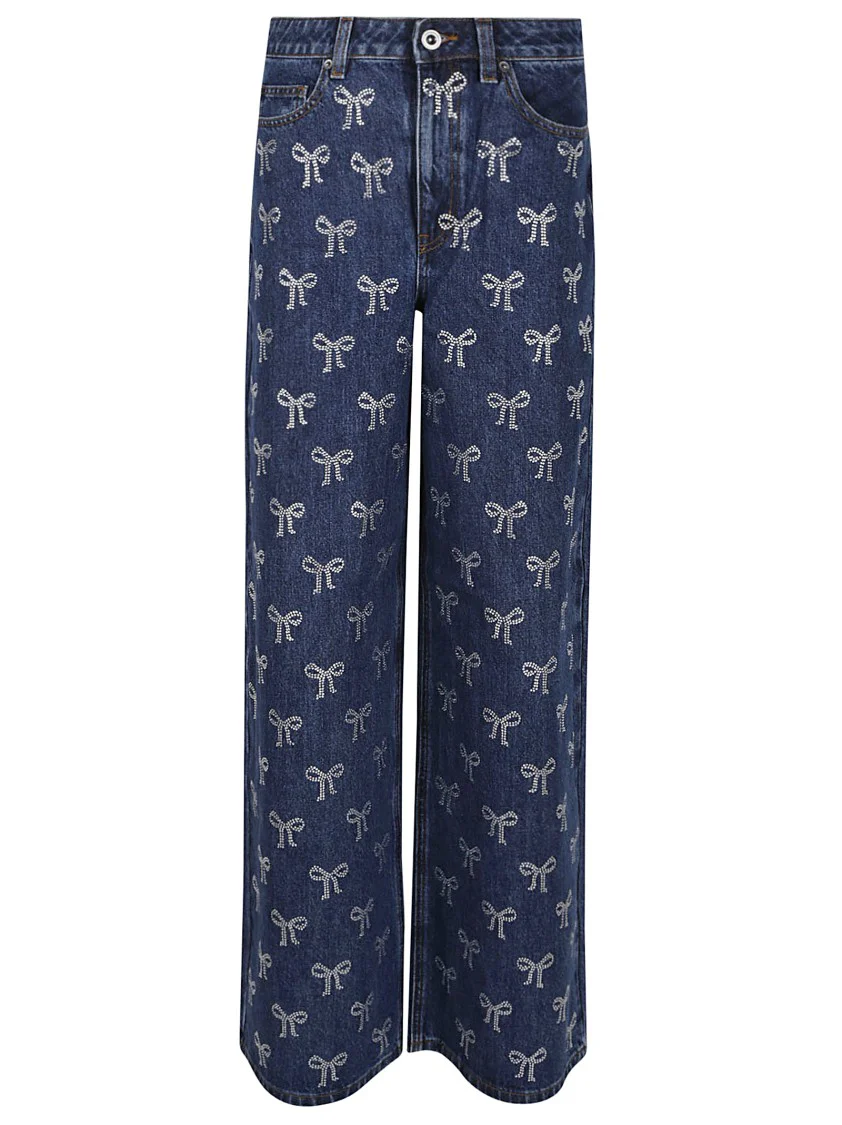 Rhinestone Bow Denim Jeans