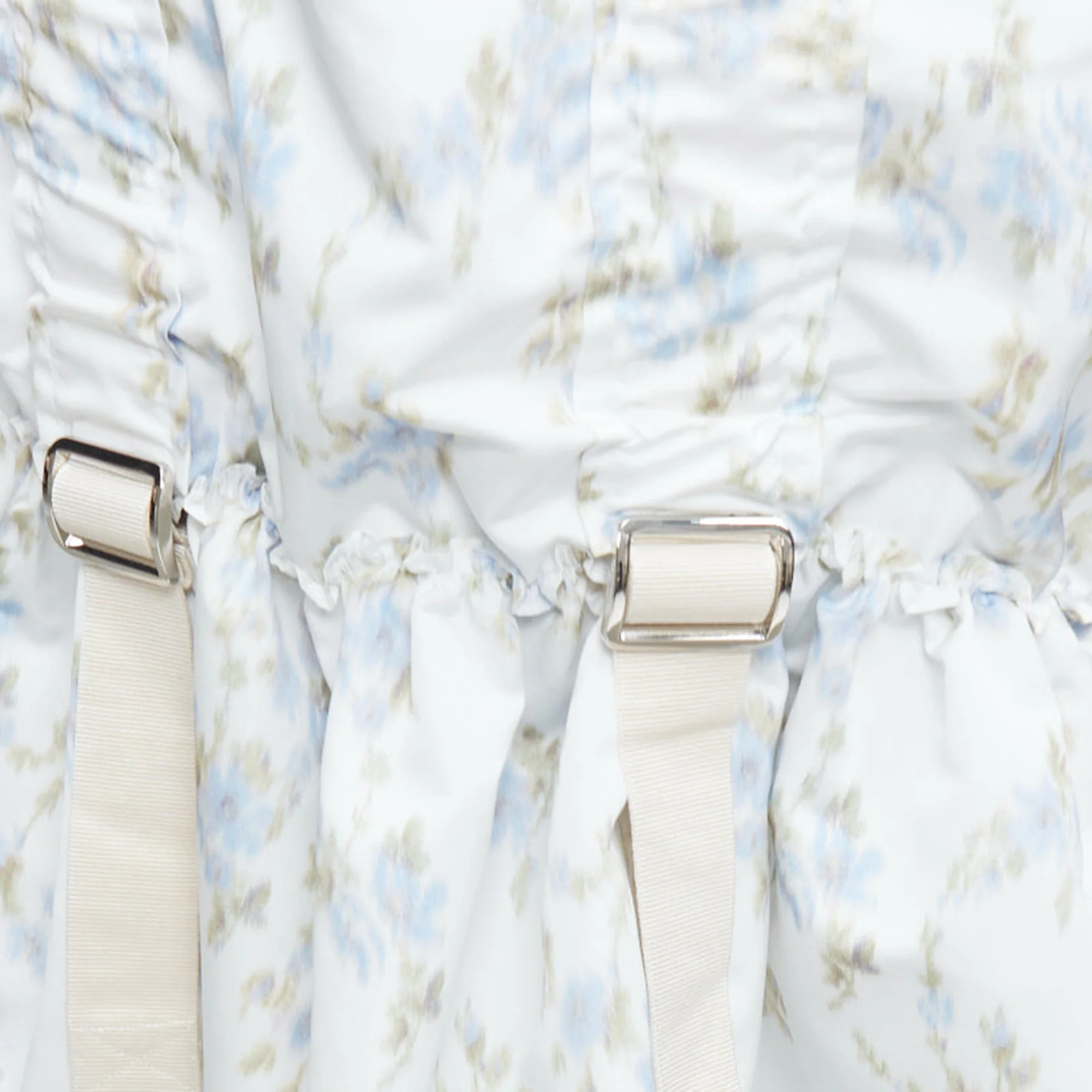 Simone Rocha floral print ruched web trim midi skirt