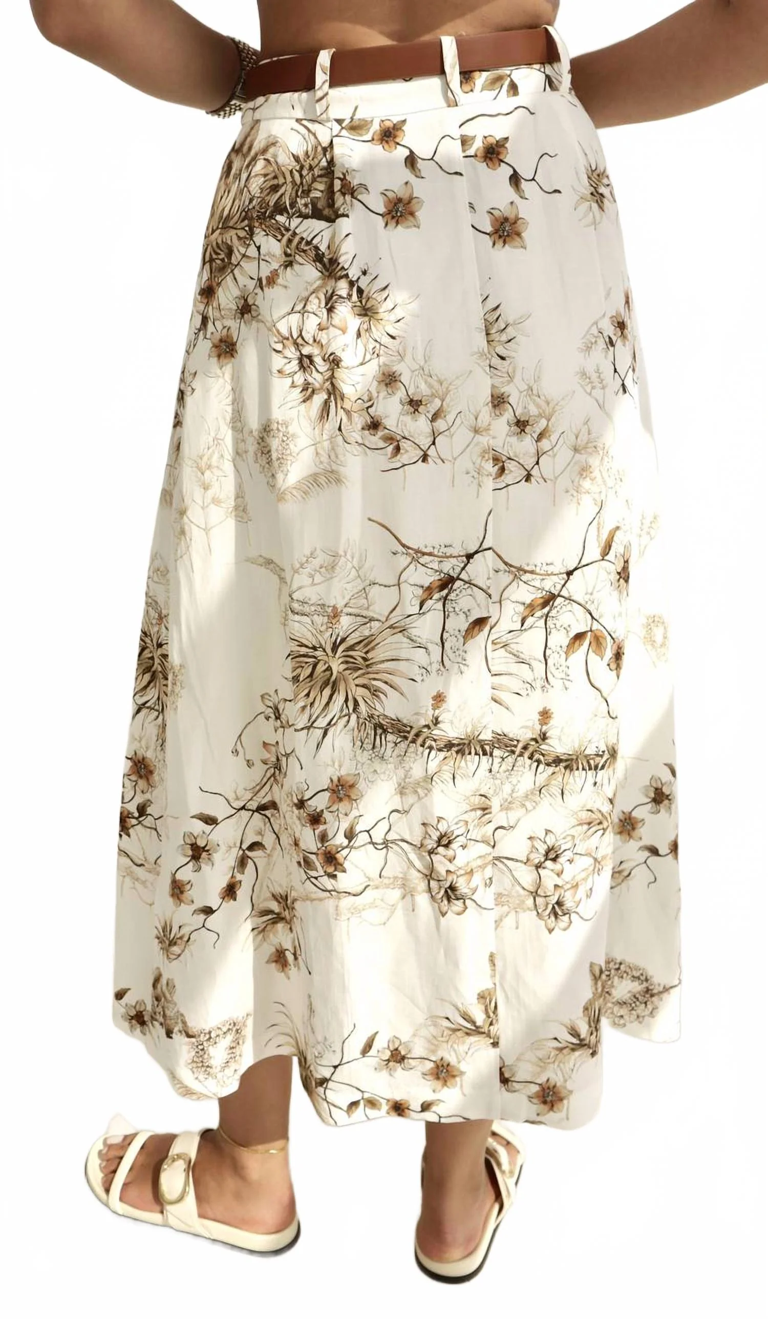 Pleated Maxi Skirt In Floral Print