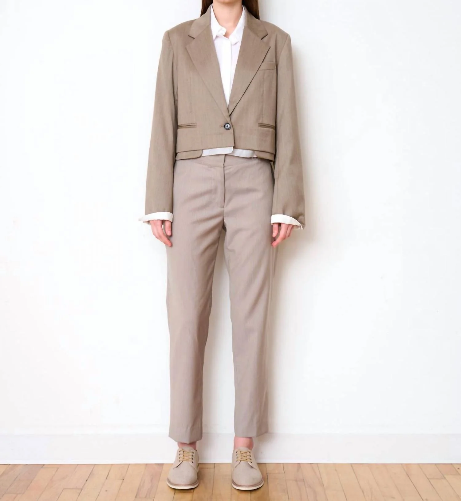 Lexington Trouser In Taupe Pinstripe