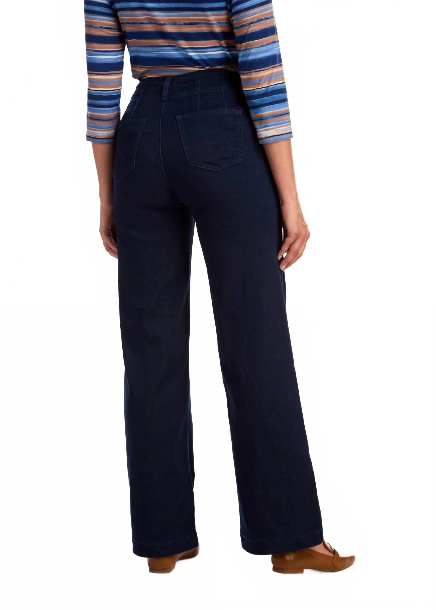 Suzanne Wide Leg Trousers Jeans In Dark Denim Wash