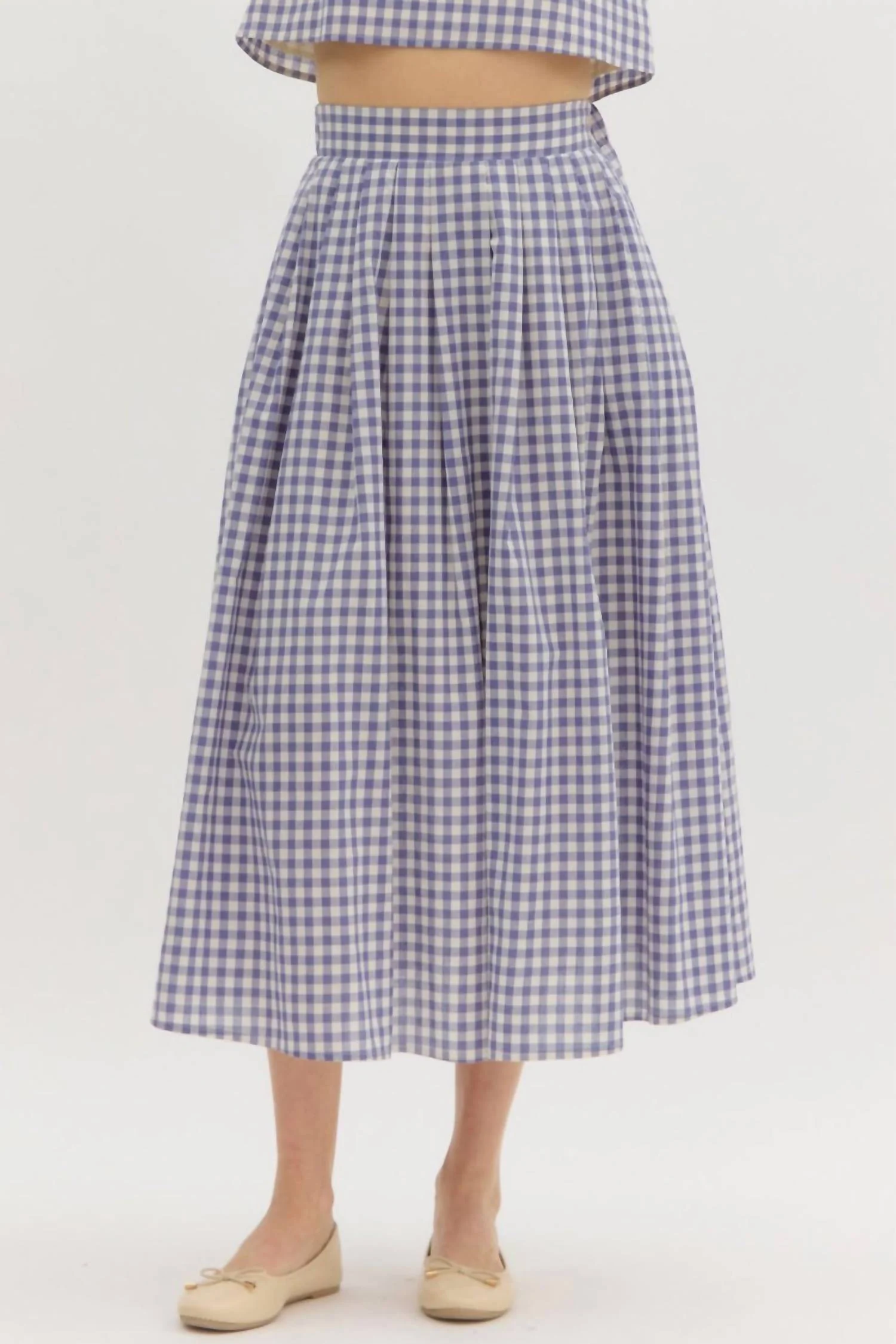 Gingham Skirt In Chambray