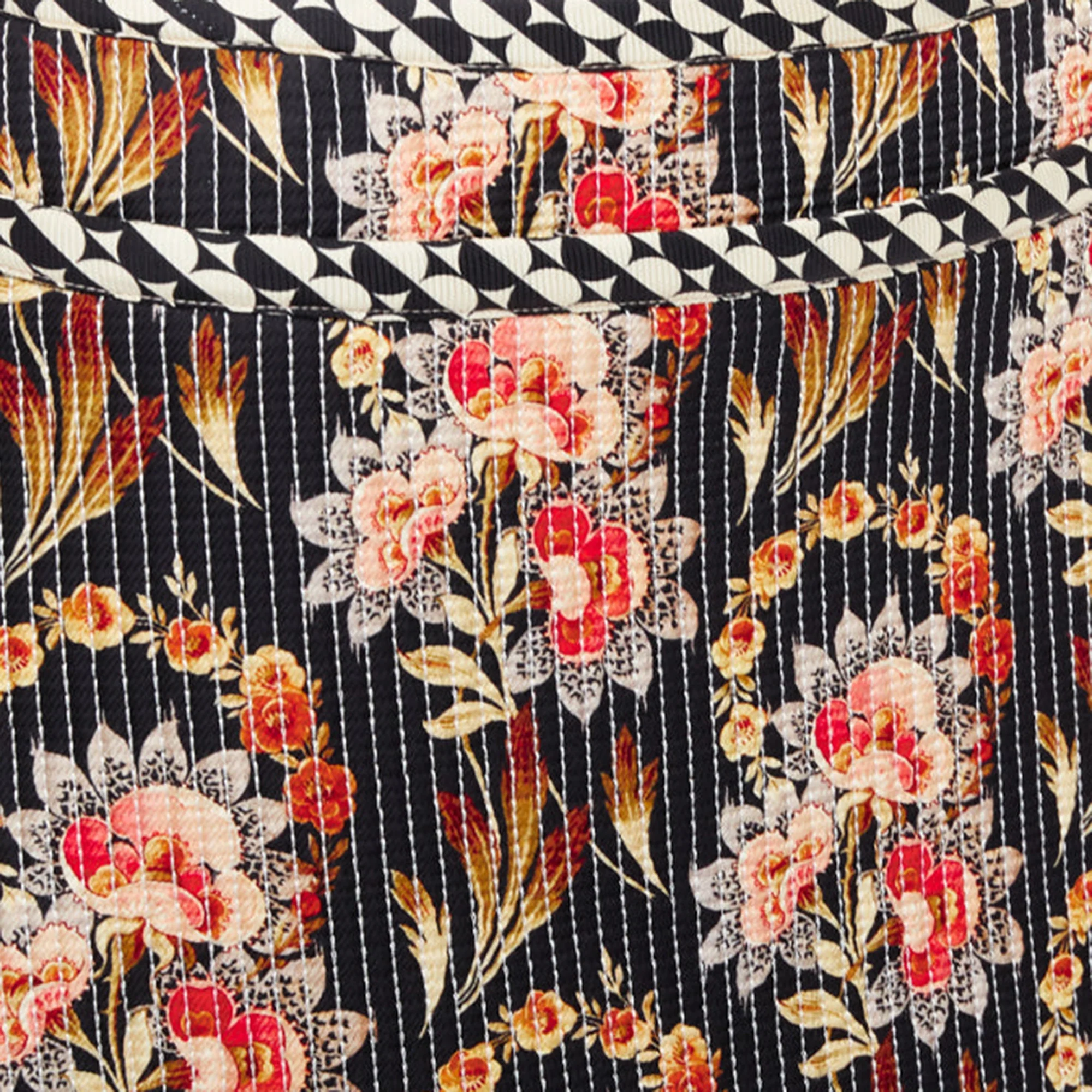 Oscar De La Renta Silk Floral Print Quilted Skirt