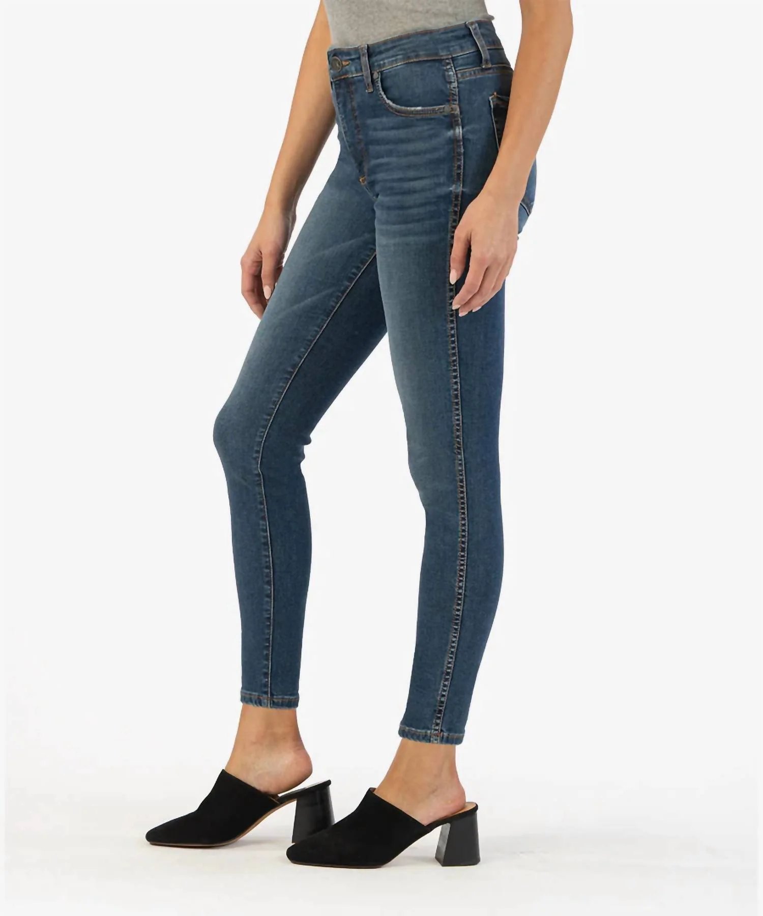 Connie High Rise Fab Ab Ankle Skinny In Faded Dark Wash