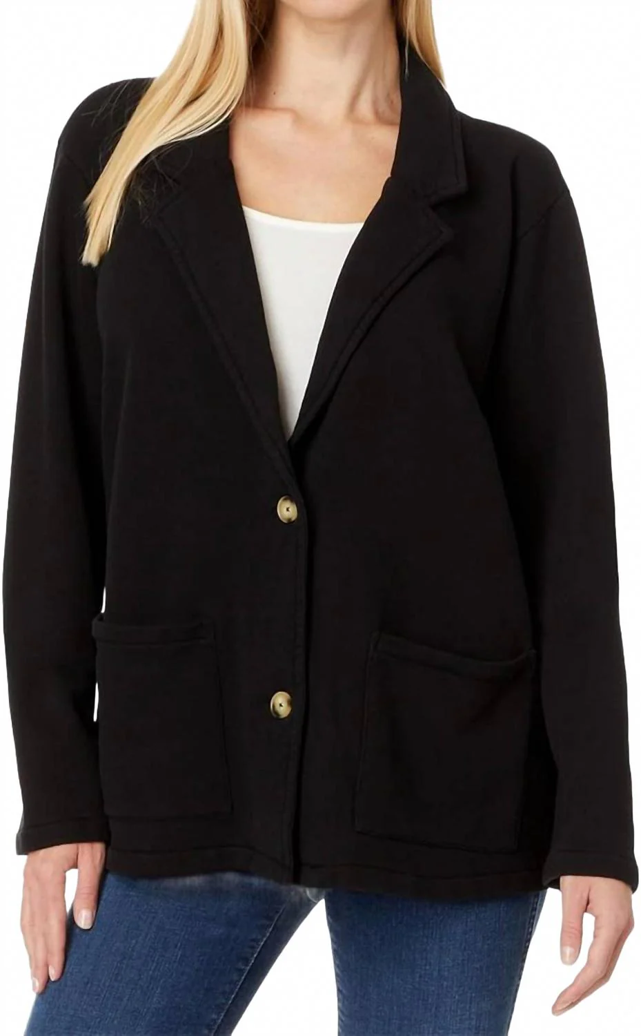 Mod French Terry Blazer In Black