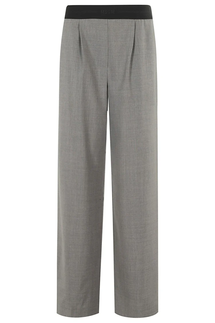 Grey Melange Stretch Wool Pants