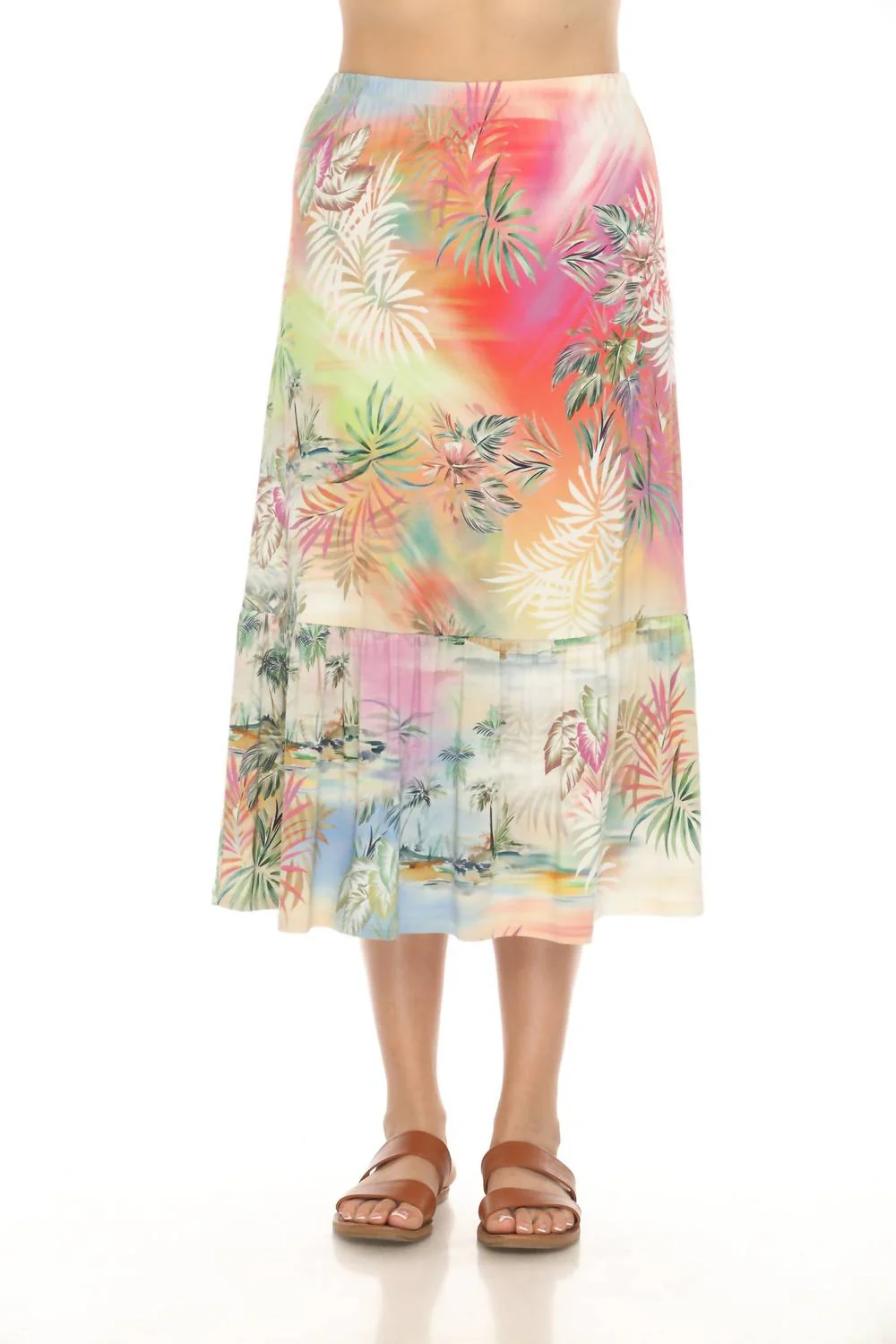 The Janie Favorite Single Tiered Skirt In Raffia Print