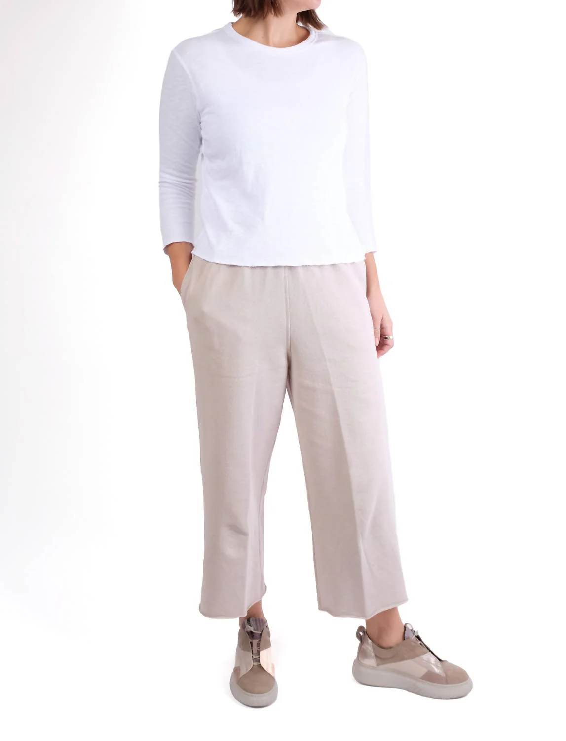 Rib Comfort Crop Pants In Cloud
