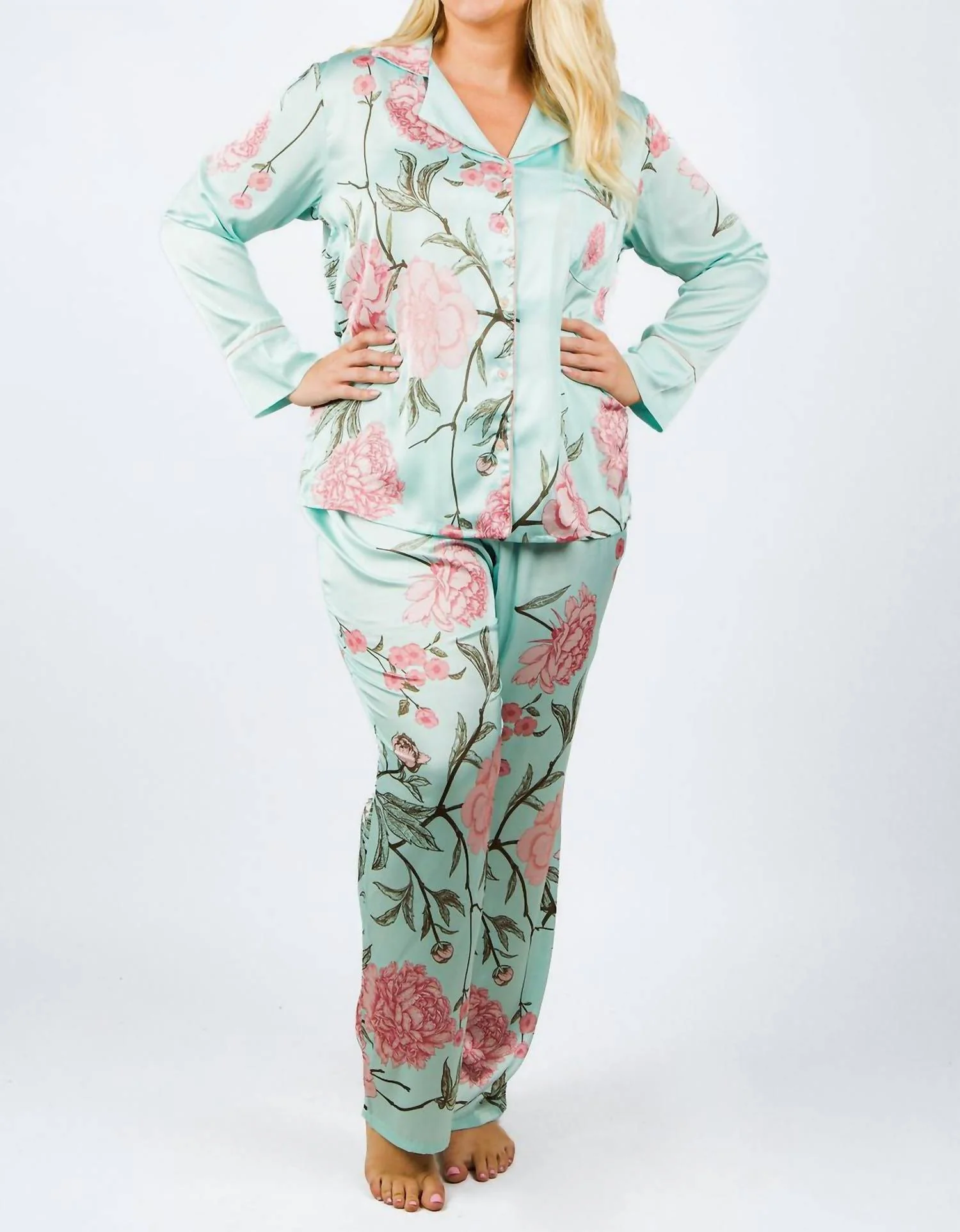 Pajama Set In Pink Peony