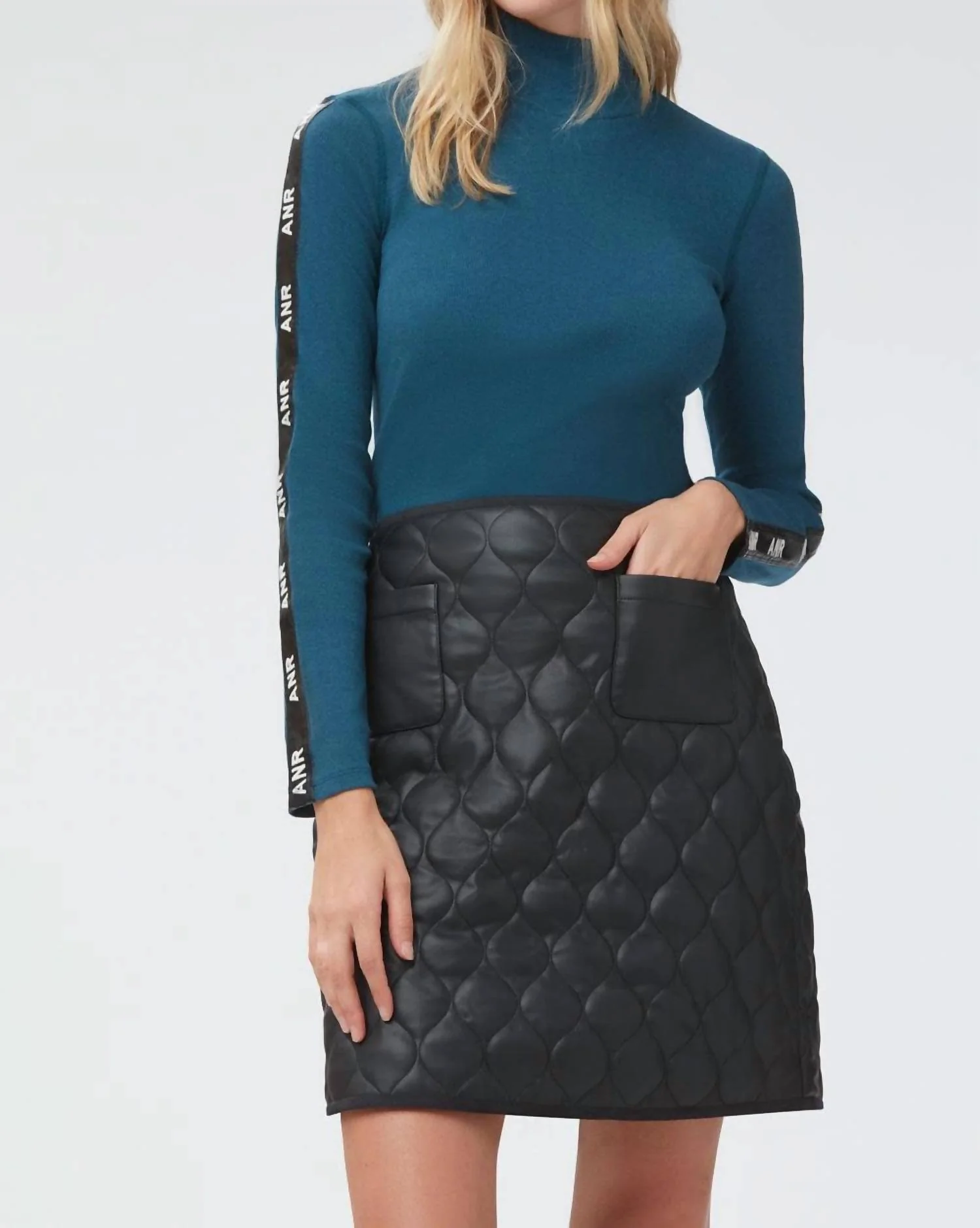 Kiko Quilted Skirt In Black Faux Leather