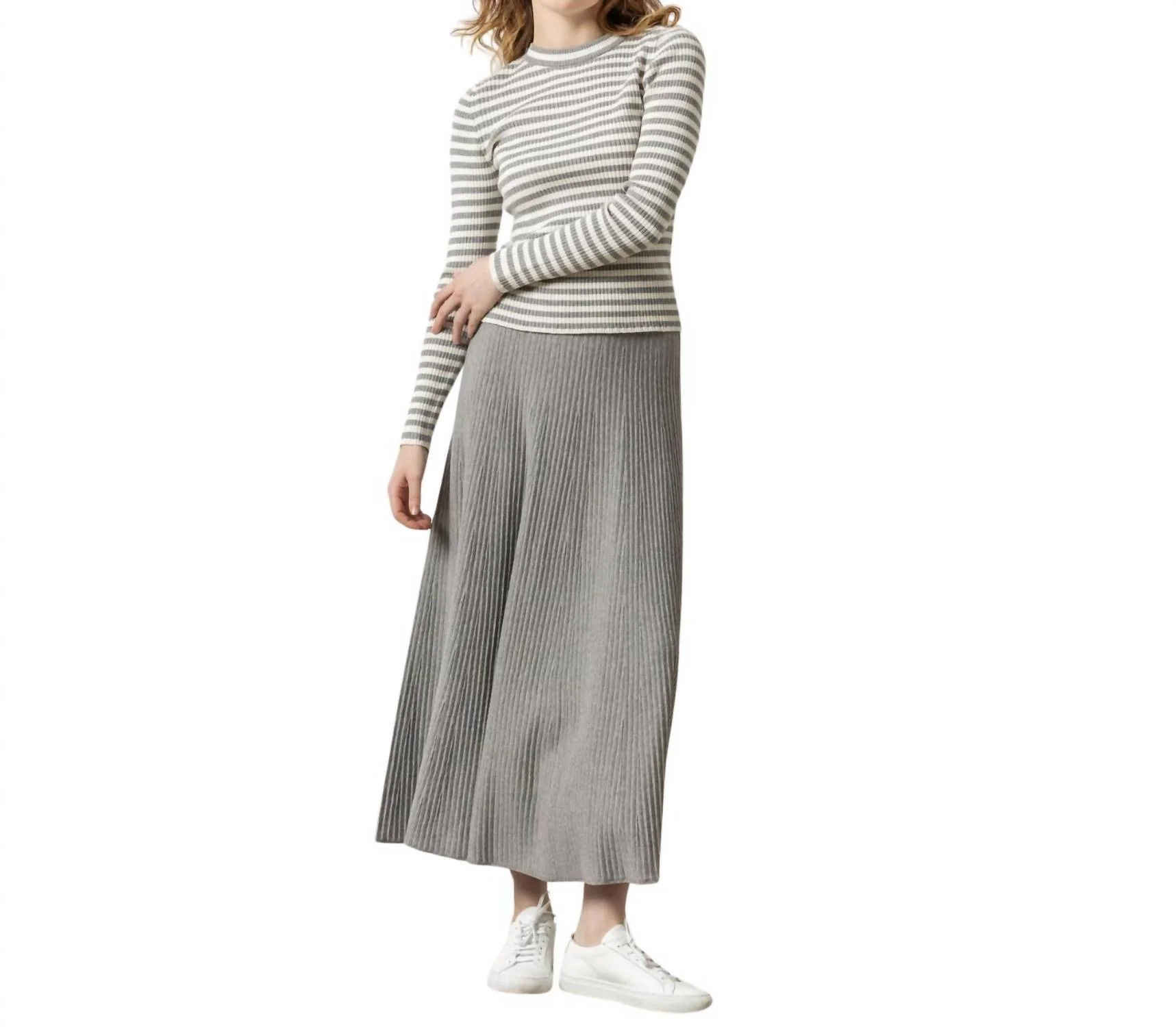 Flared Sweater Skirt In Heather Grey