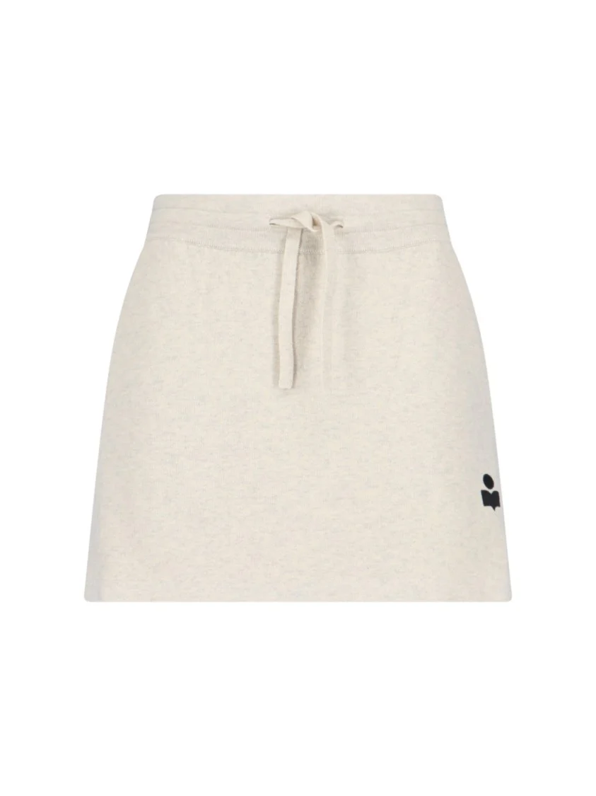 Sporty Mini Skirt In Cream Stretch Cotton
