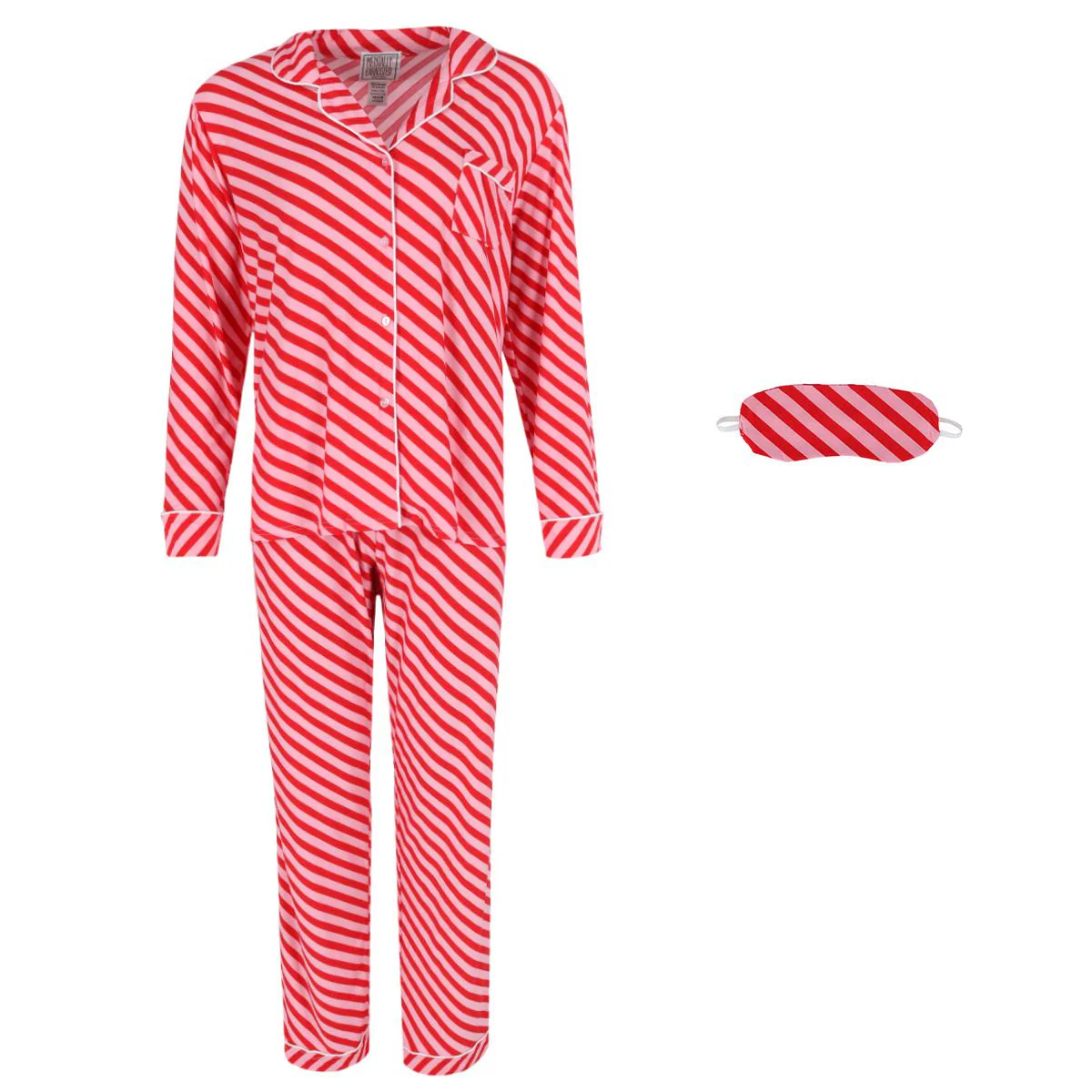 Women's Candy Cane Stripe Pajama Set with Eye Mask