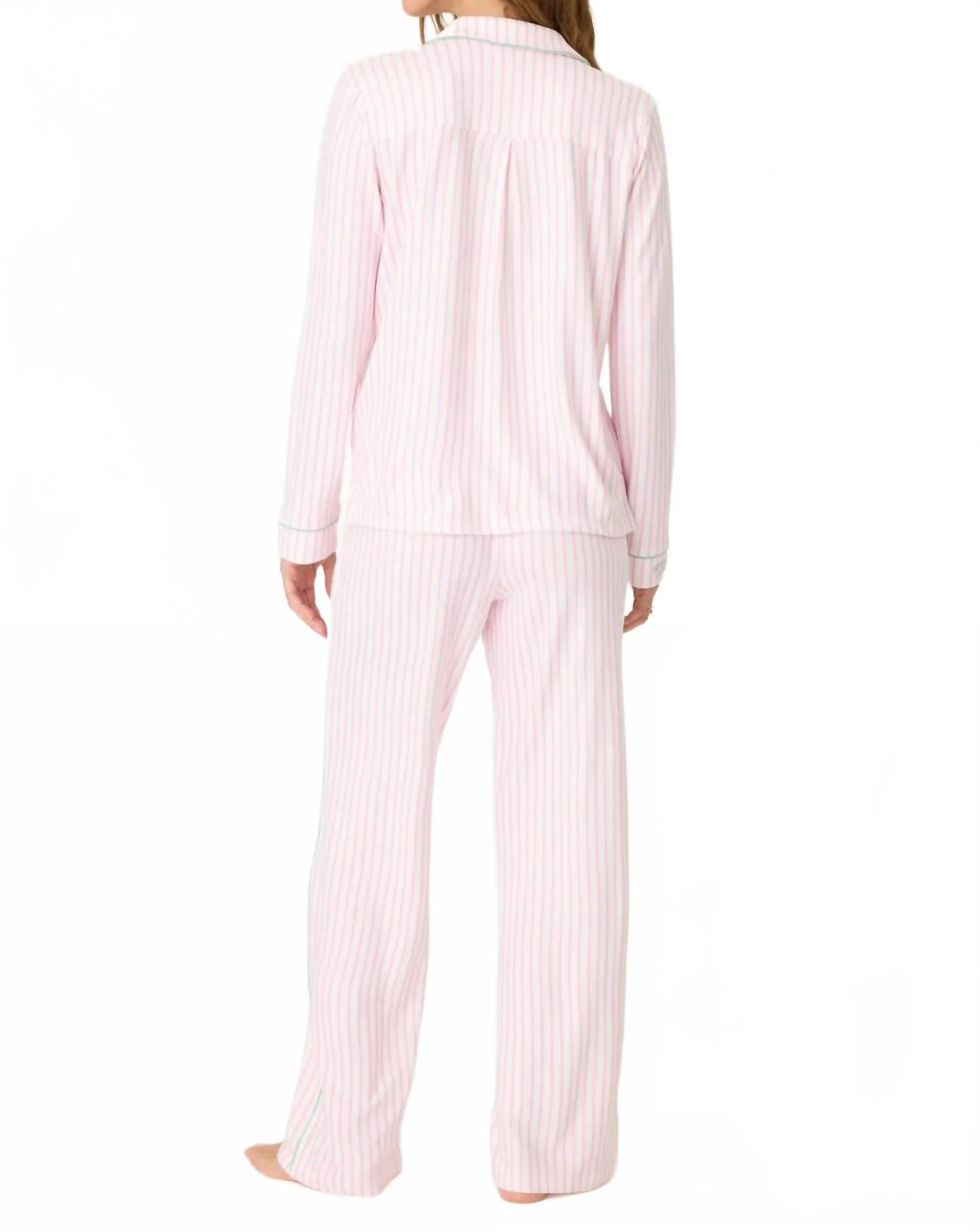 Happy On The Court Striped Pajama Set In Ivory/ Pink