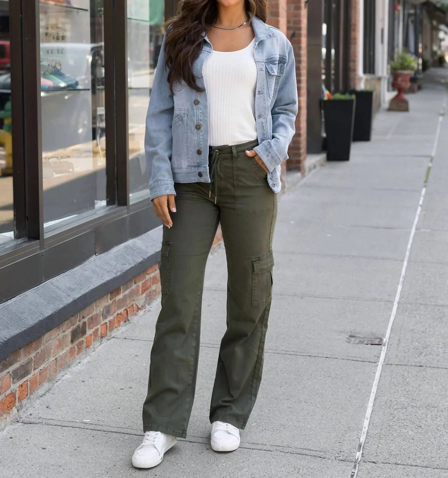 Sueded Twill Cargo Pants In Olive