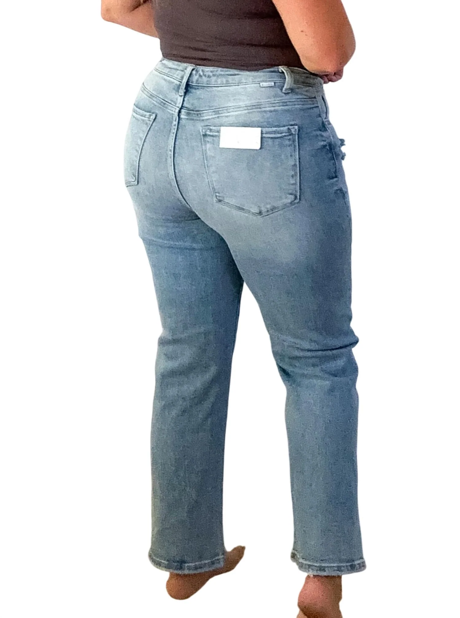High Rise Crossover Jeans In Light Wash